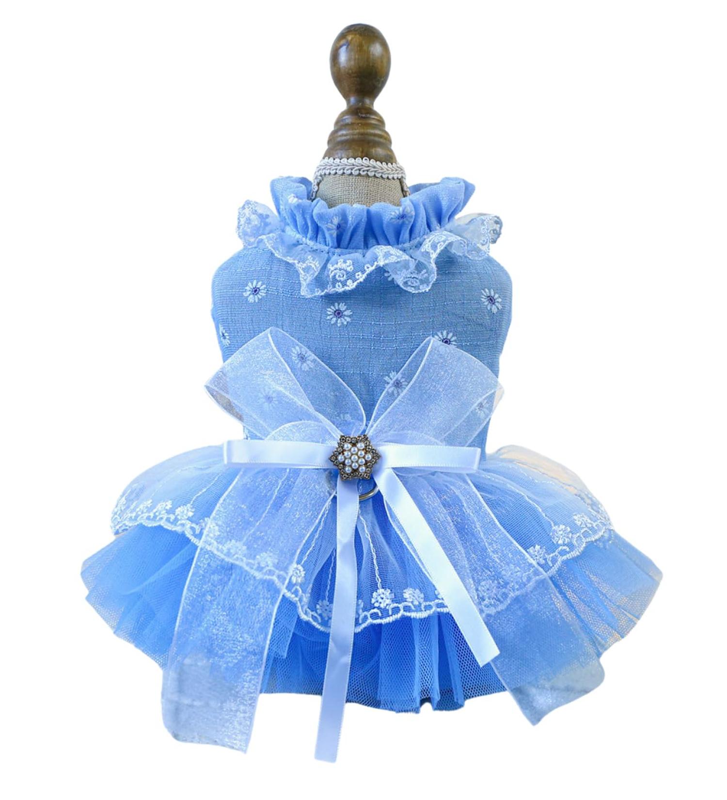 BT Bear Smally Douch Claint - X-Small Blue Puppy Skirt & Princess Dress for Small Dogs & Cats | Tutu Rock Wedding Outfit - Buy Online on GoSupps.com