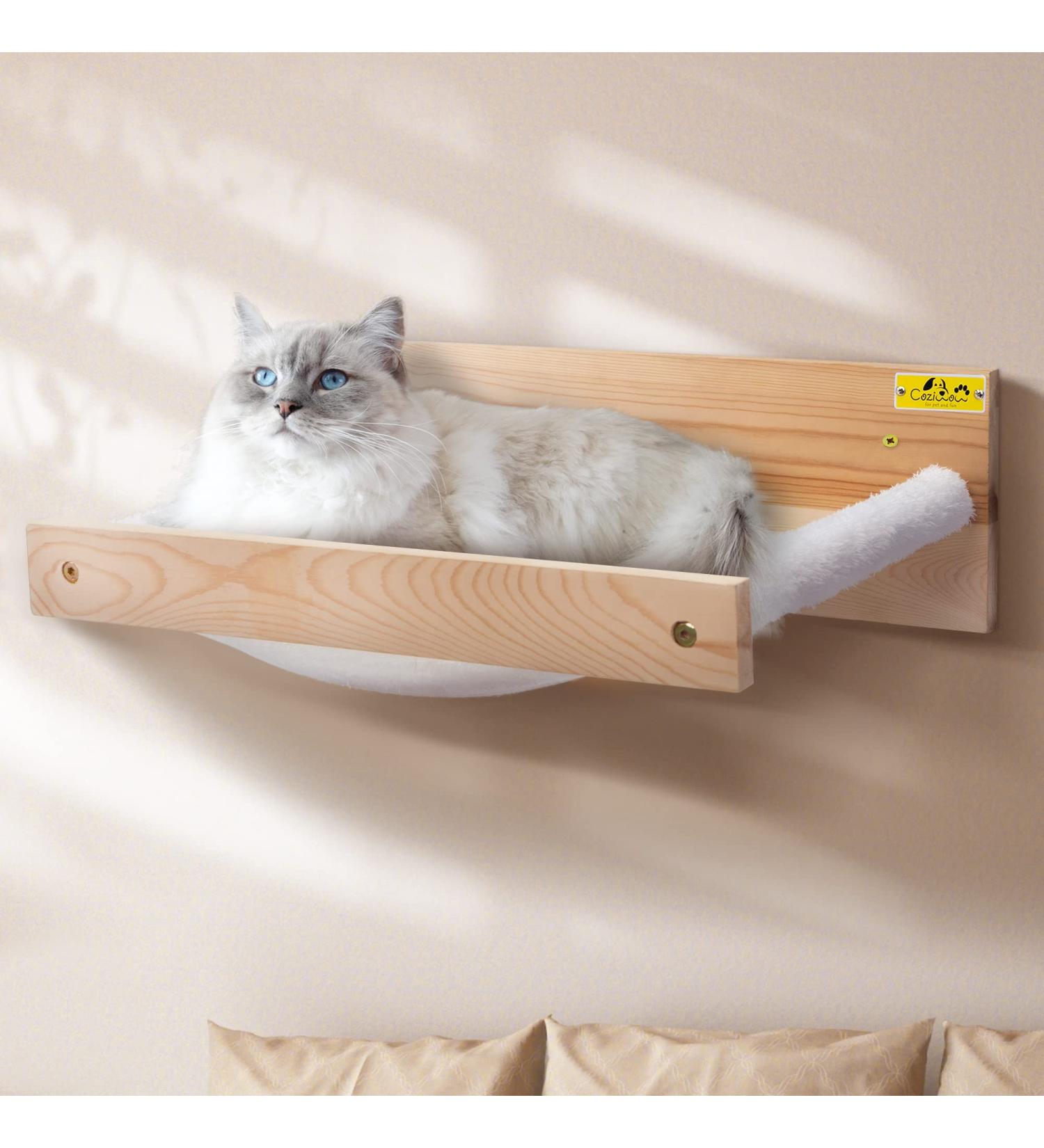 COZIWOW Wall Mounted Cat Hammock Shelf - Premium Kitty Furniture for Sleeping & Playing - Holds up to 22 lbs - White - Buy Online on GoSupps.com