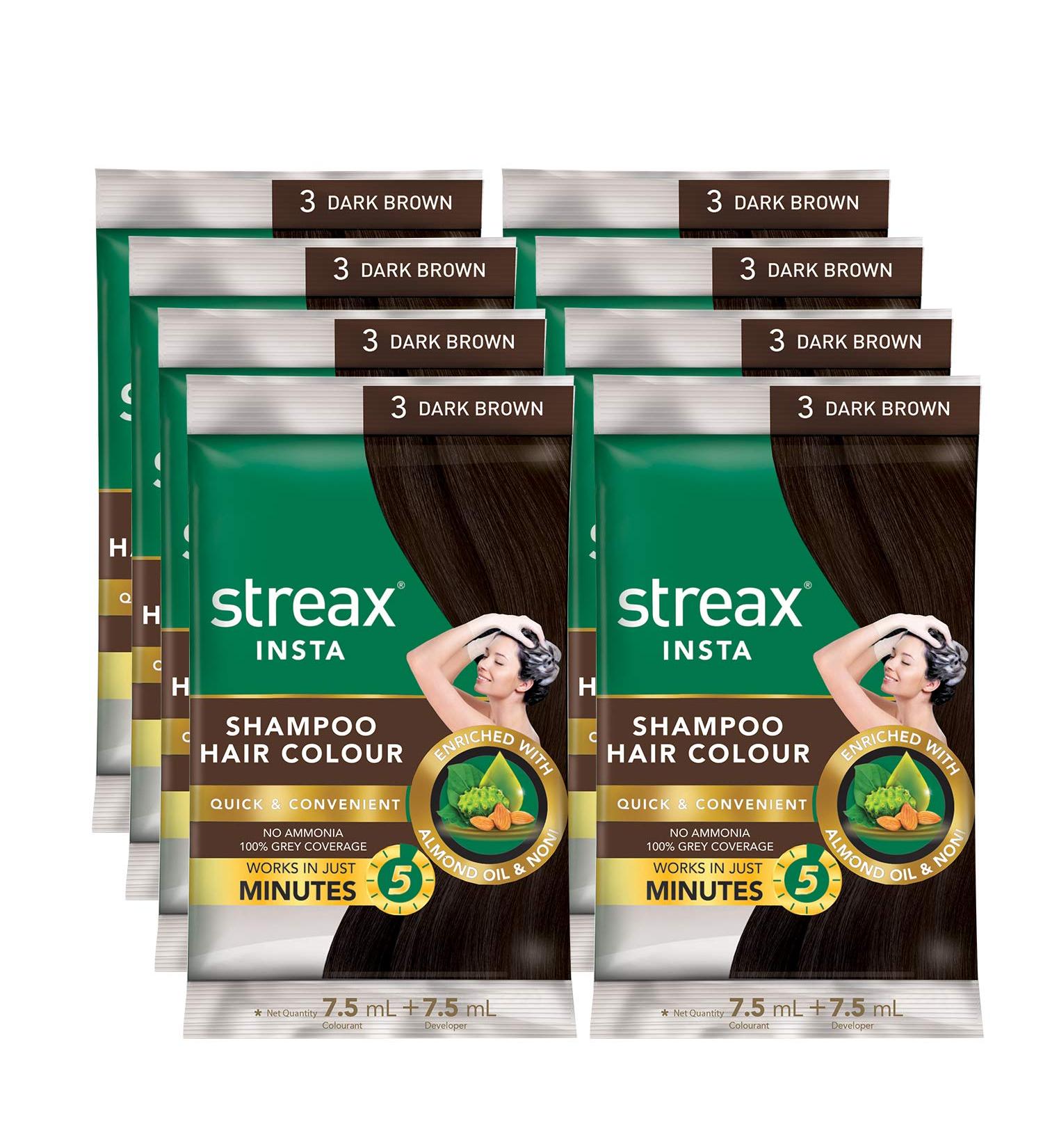 Streax Insta Hair Color Dark Brown 5 Pack 15ml - Buy Online on GoSupps.com