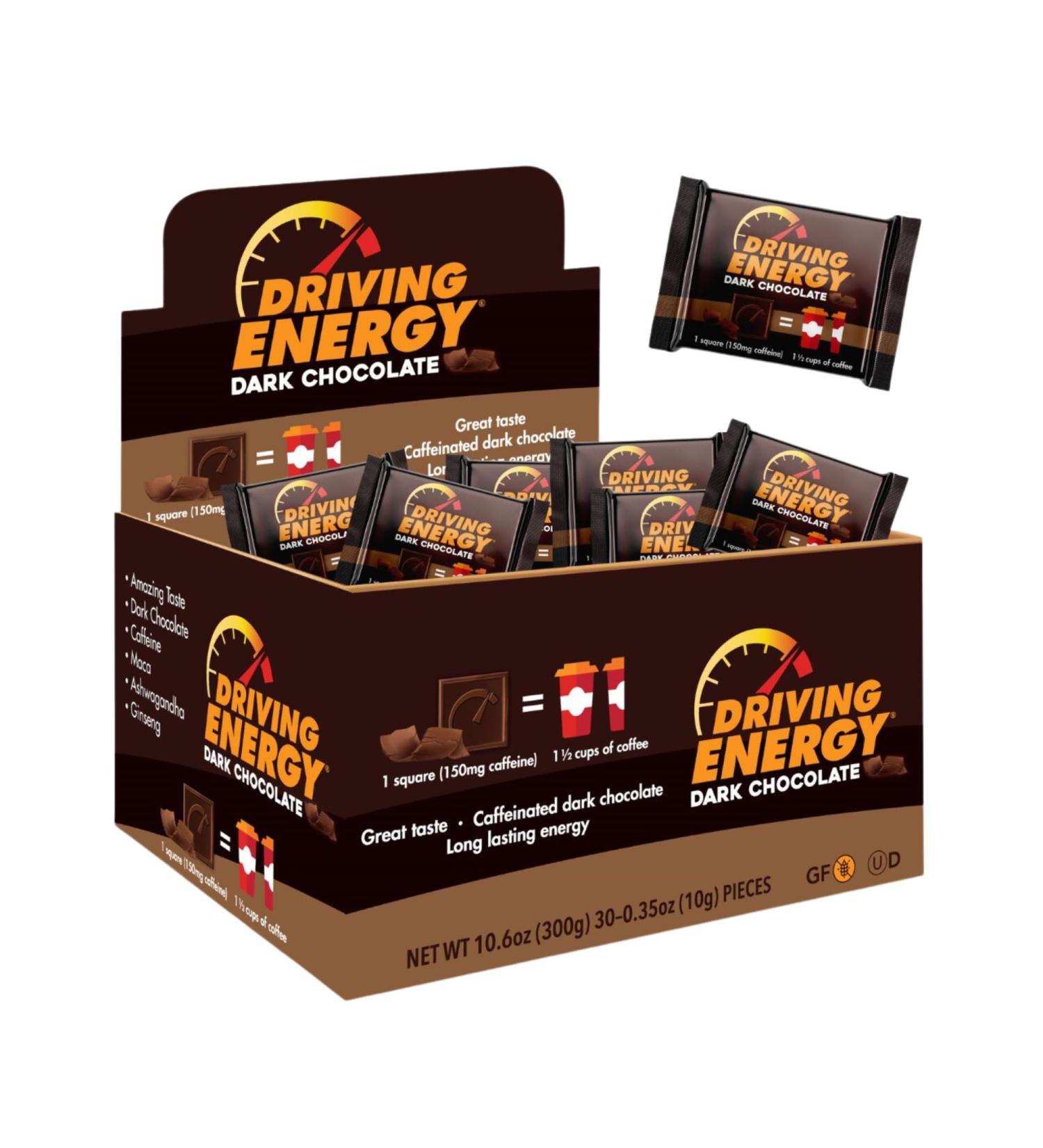 Buy ZenEvo Dark Chocolate with Caffeine - Energy Boosting 30 Count | No Crash Perfect for Work & Study - International Shipping Available - Buy Online on GoSupps.com