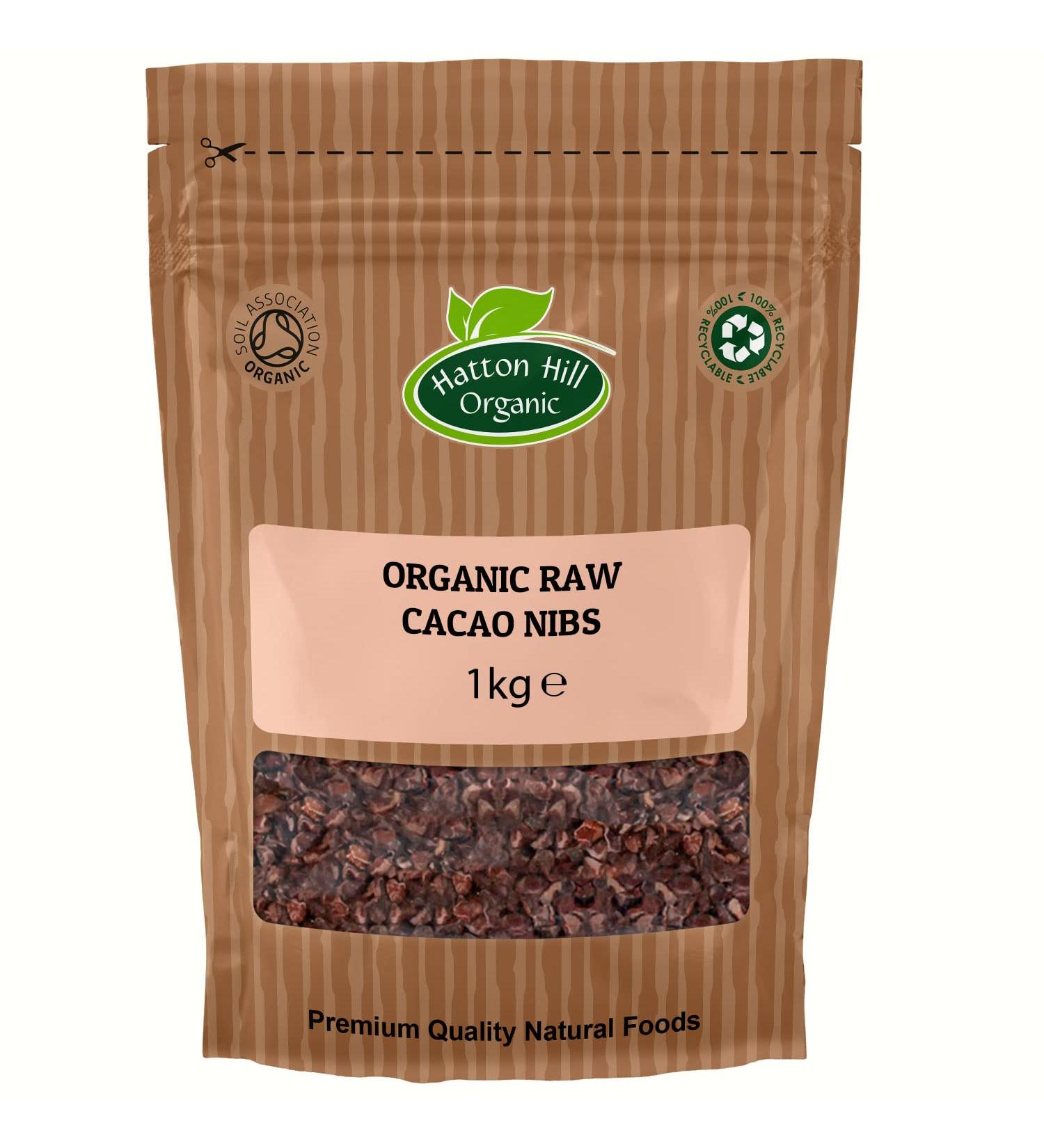 Organic Raw Cacao Nibs 1kg by Hatton Hill | Rich Pure Cacao Bean Non-GMO Homemade Chocolate Ice-Cream Cookies Biscotti Chocolate Sauce - Buy Online on GoSupps.com