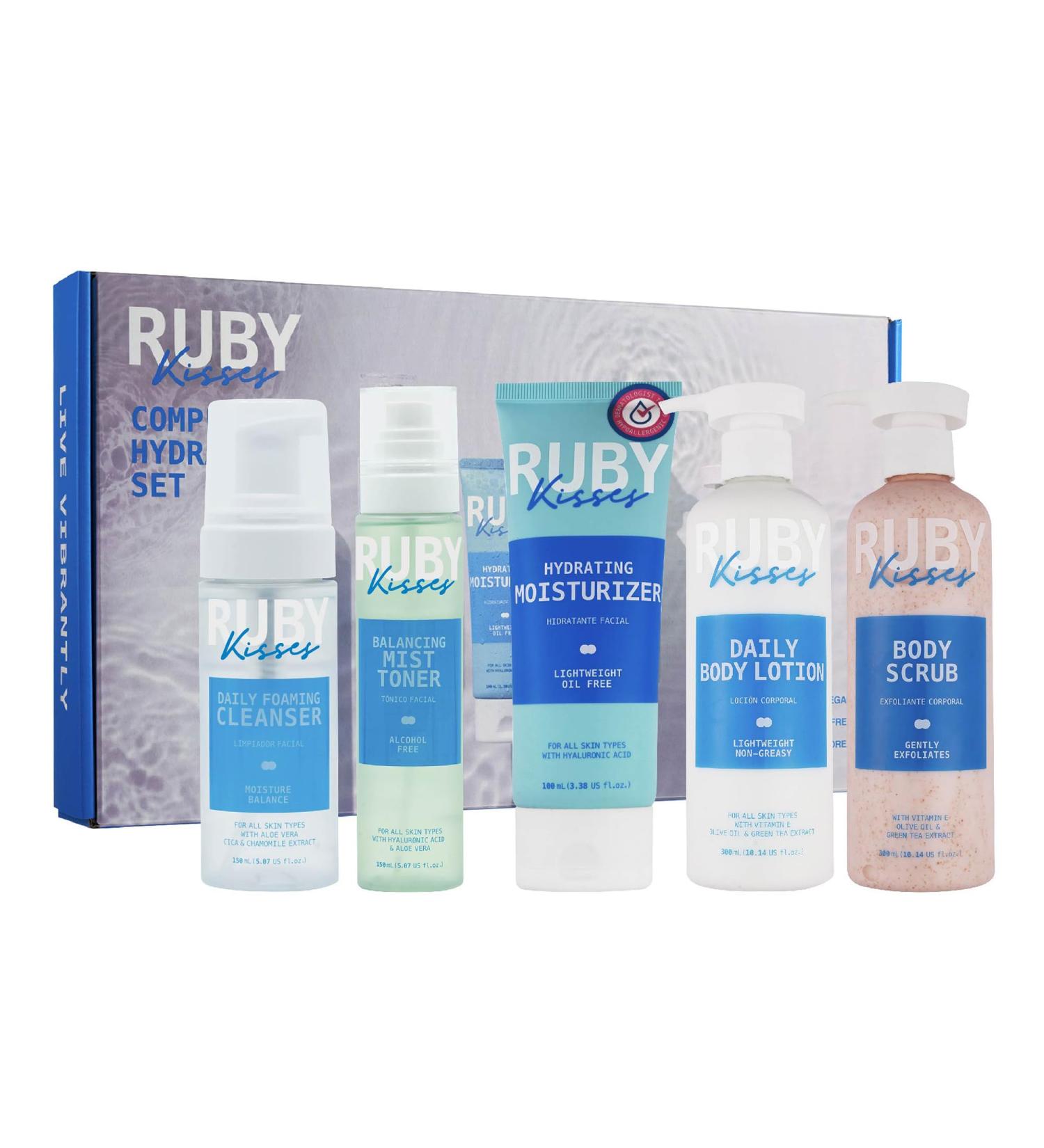 Ruby Kisses Complete Hydration Skincare Set | Face & Body Essentials | Korean Skincare | Daily Cleanser Toner Lotion & Scrub - Buy Online on GoSupps.com