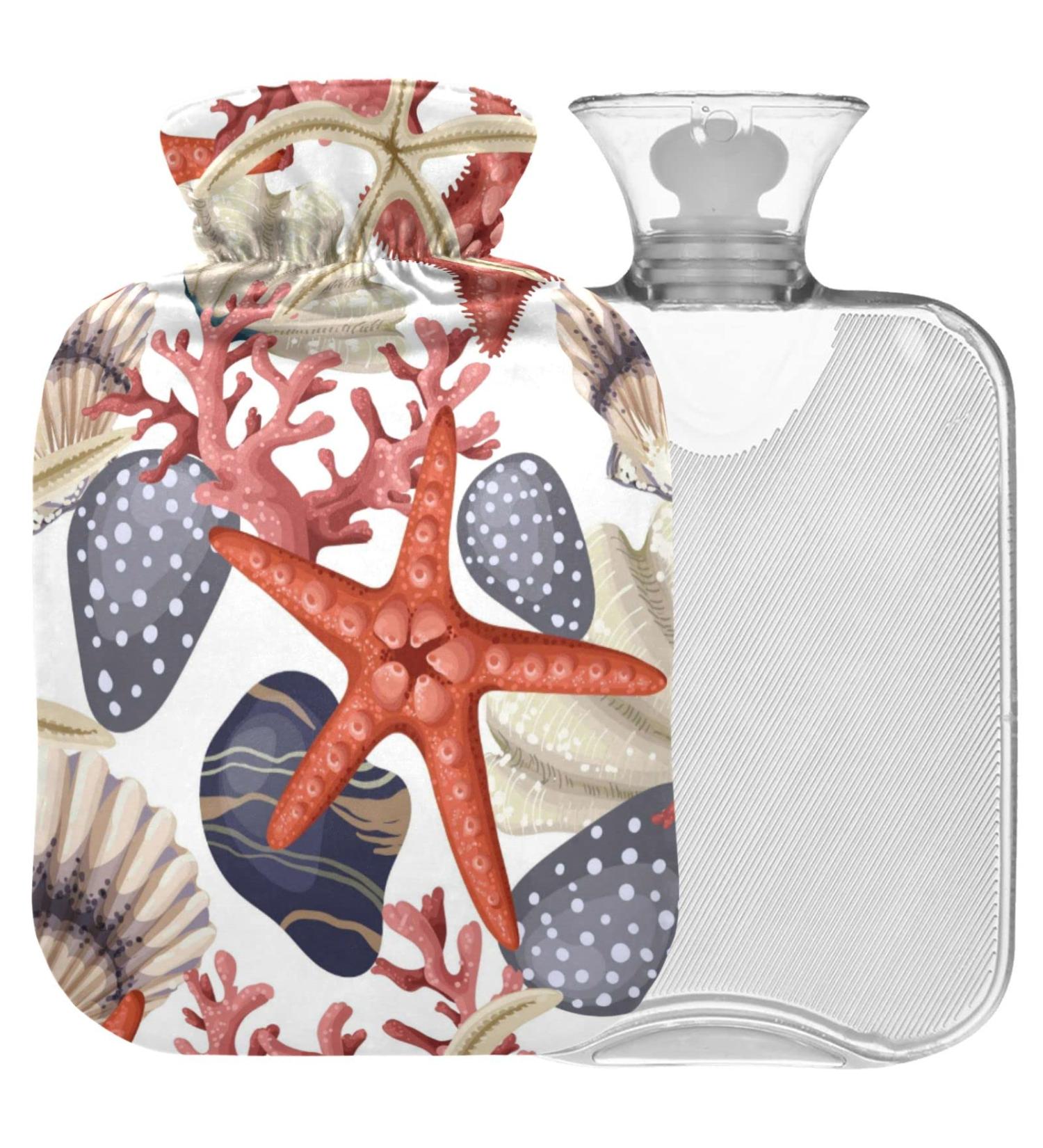Naanle Korallen-Seestern-Mussel Hot Water Bottle - 1L Transparent Heat Bottle for Bed Hand & Foot Pain Relief | Heat & Cold Therapy - Buy Online on GoSupps.com