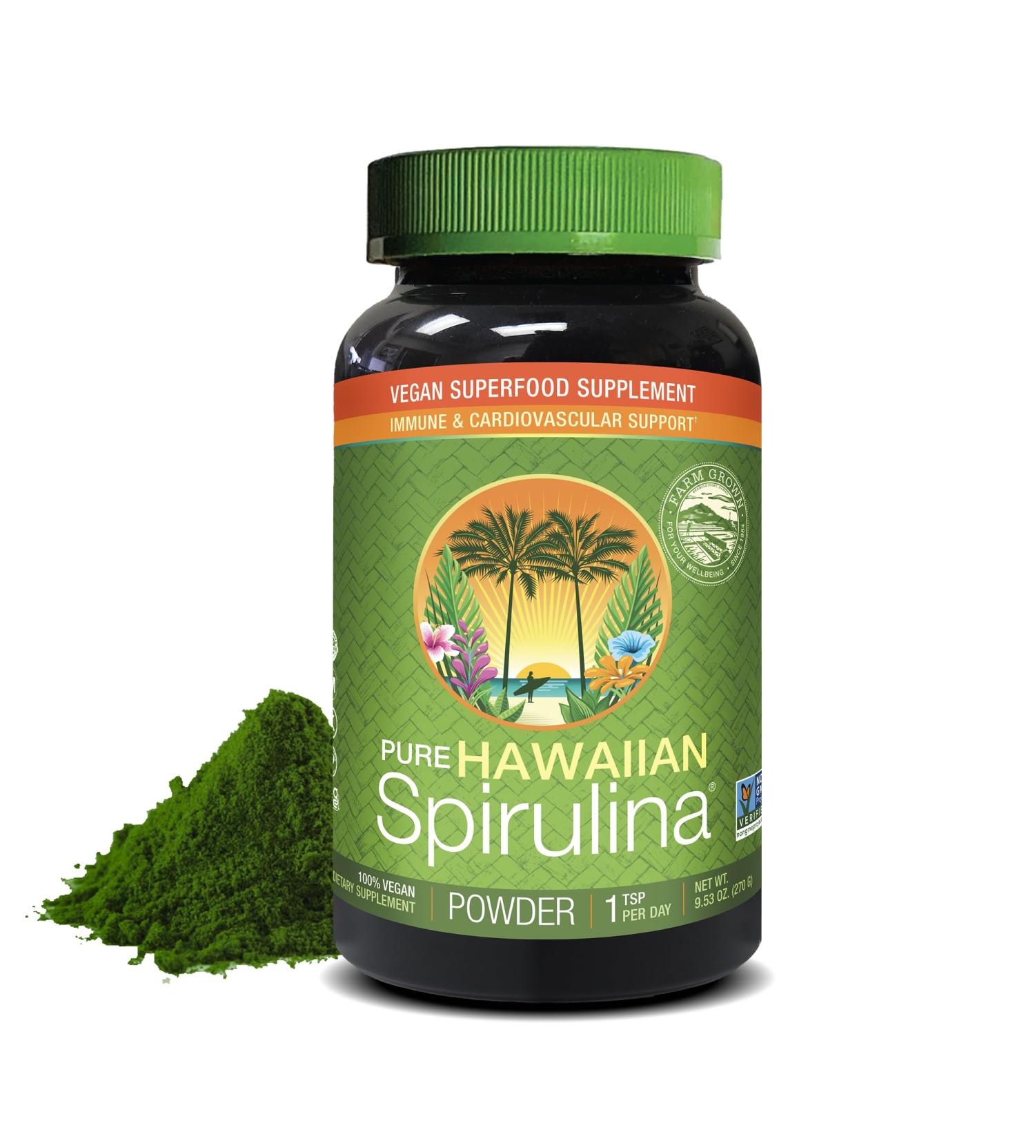 Nutrex Hawaii Pure Hawaiian Spirulina Powder - Vegan Superfood Farm Grown Non-GMO Immune Support & Cellular Energy 90 Day Supply 9.53 Oz 9.53 Ounce (Pack of 1) - Buy Online on GoSupps.com