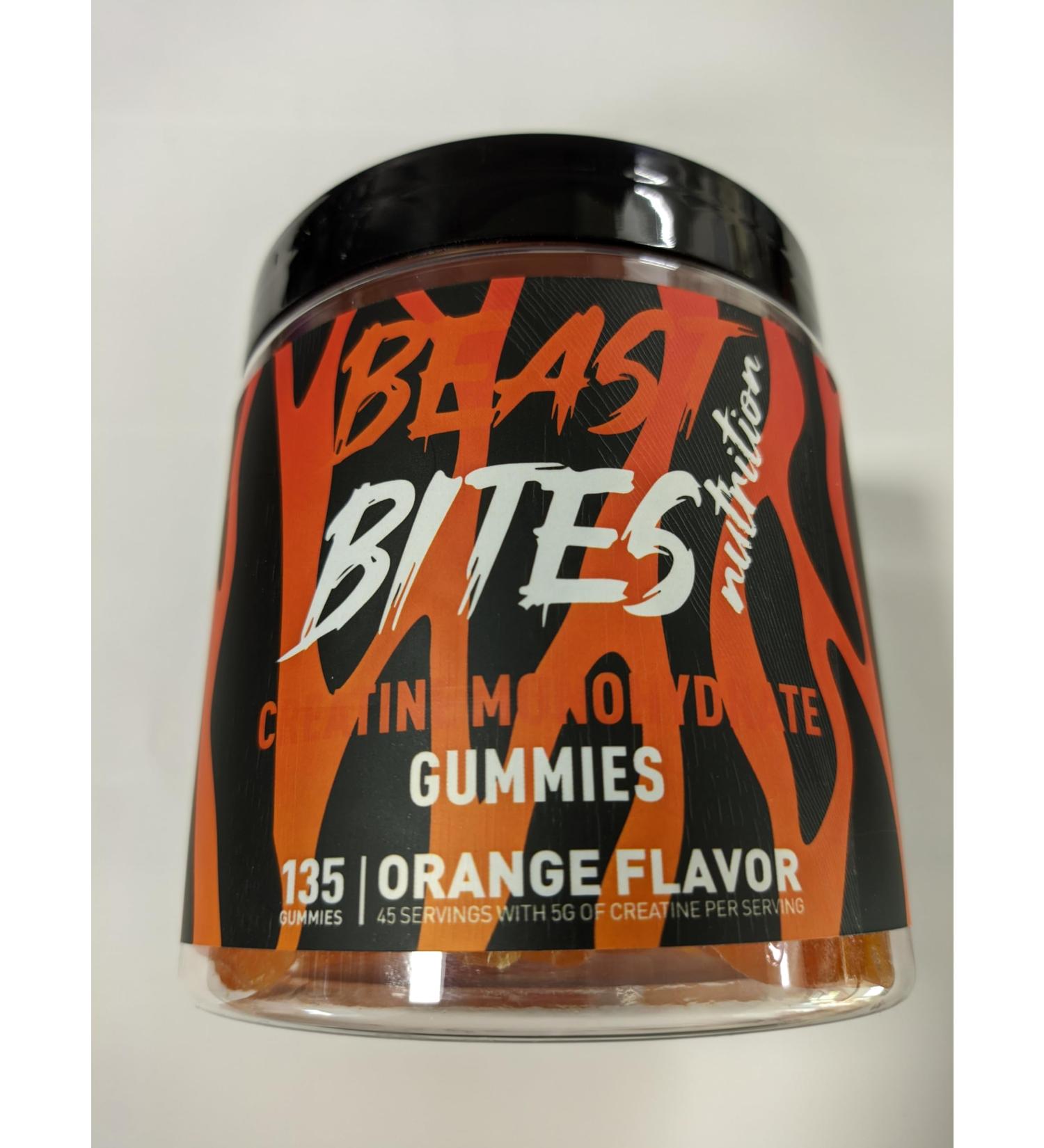 BEAST BITES Nutrition Creatine Monohydrate Gummies for Men & Women - 5g of Creatine Monohydrate per Serving - Sugar Free Vegan Orange Flavor 135 Count (45 Servings). - Buy Online on GoSupps.com