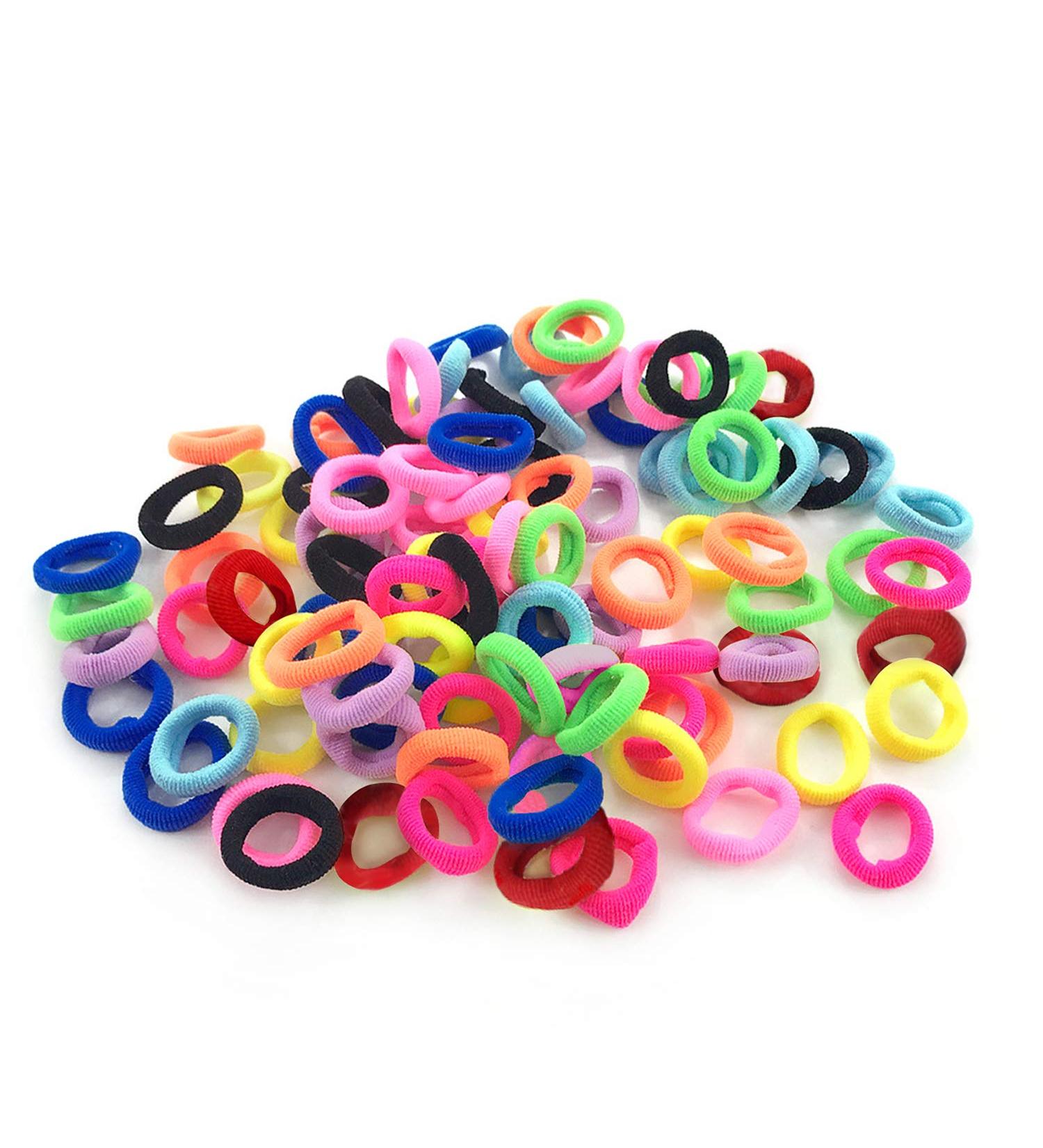 XCOZU Baby Hair Bobbles 100 Pcs | Multicoloured Mini Soft Elastic Hair Bands for Girls | Strong Hair Ties & Accessories for Baby Girls, Kids, Toddlers - Buy Online on GoSupps.com