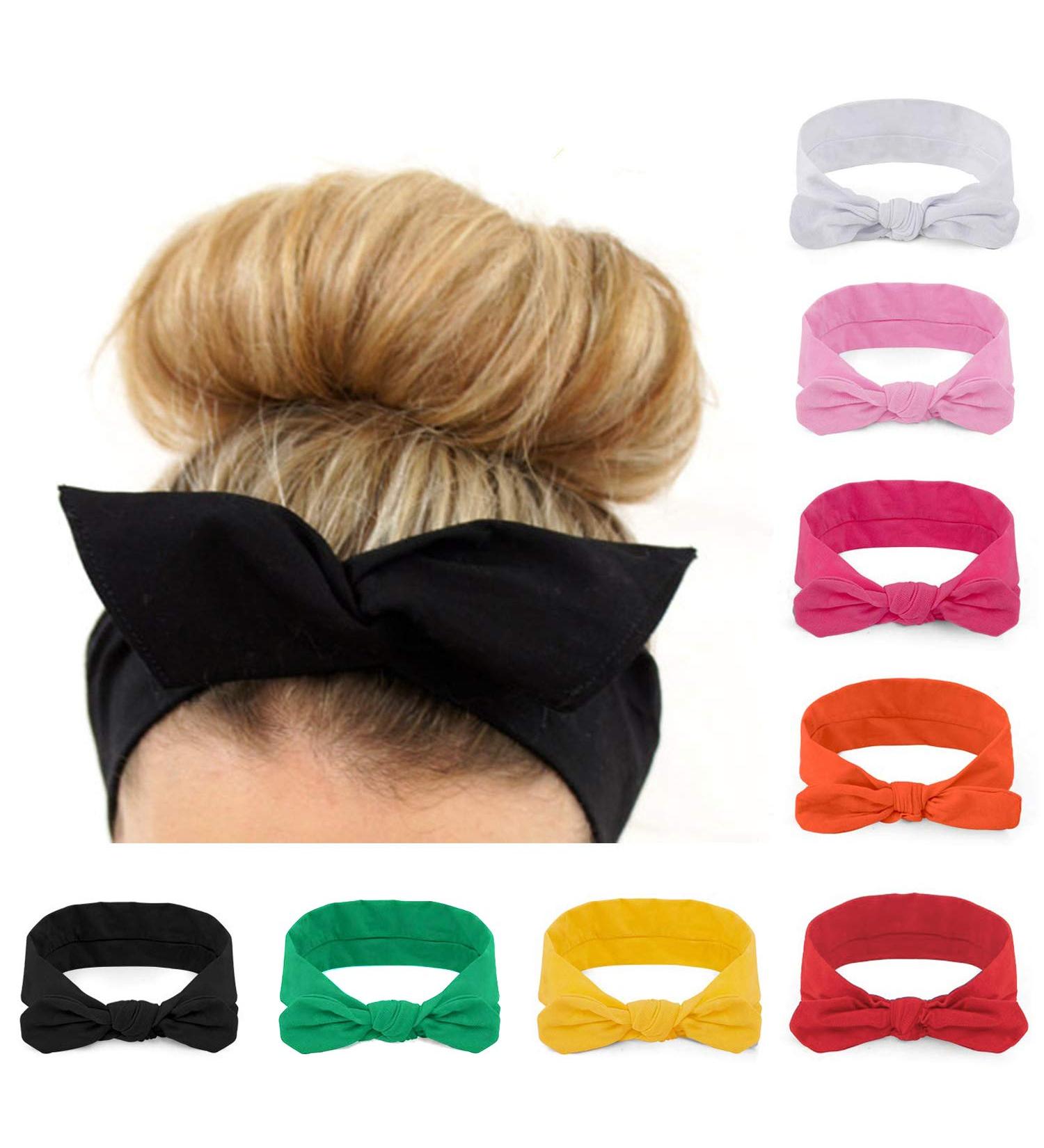 Habibee Women Headbands - 8 Pcs Turban Headwraps Hair Bands in Solid Colors for Fashion or Sport - Buy Online on GoSupps.com
