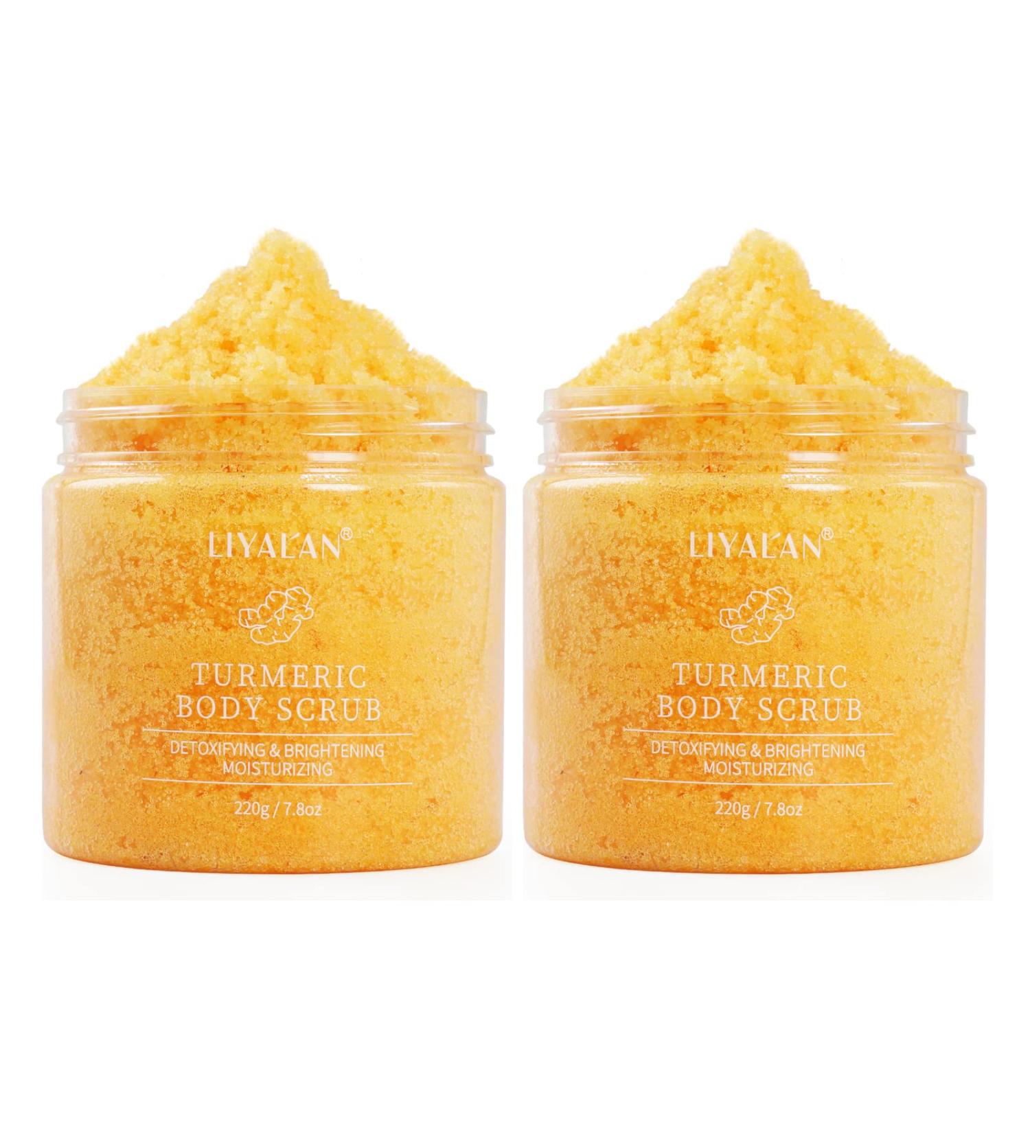 Liyalan Turmeric Body Scrub 2-Pack (7.8oz) - Moisturizing Exfoliating Scrub for Face, Hands, Feet - Nourishes Skin, Deep Cleansing - Buy Online on GoSupps.com