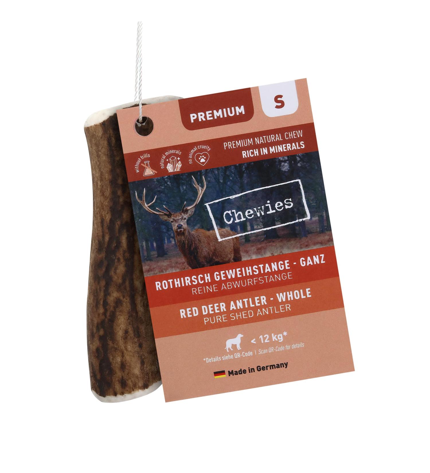 Chewies chewing antlers for dogs - whole antler - red deer antler - natural and rich in minerals size S