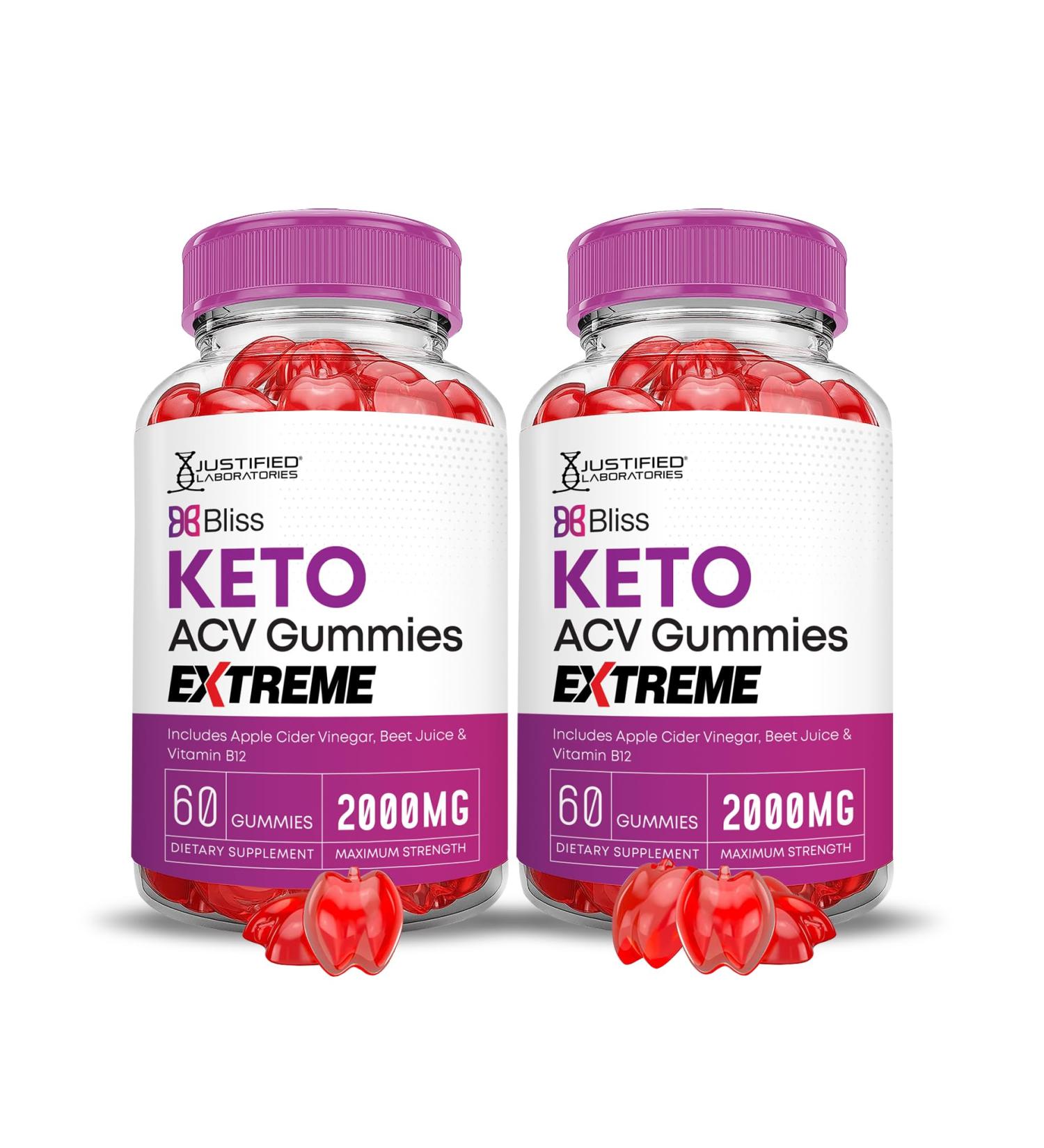 Bliss Keto ACV Gummies 2000MG (2 Pack) - Apple Cider Vinegar with Pomegranate & Beet Juice Vegan Non-GMO - 120 Gummies for Weight Loss & Detox - Buy Online on GoSupps.com
