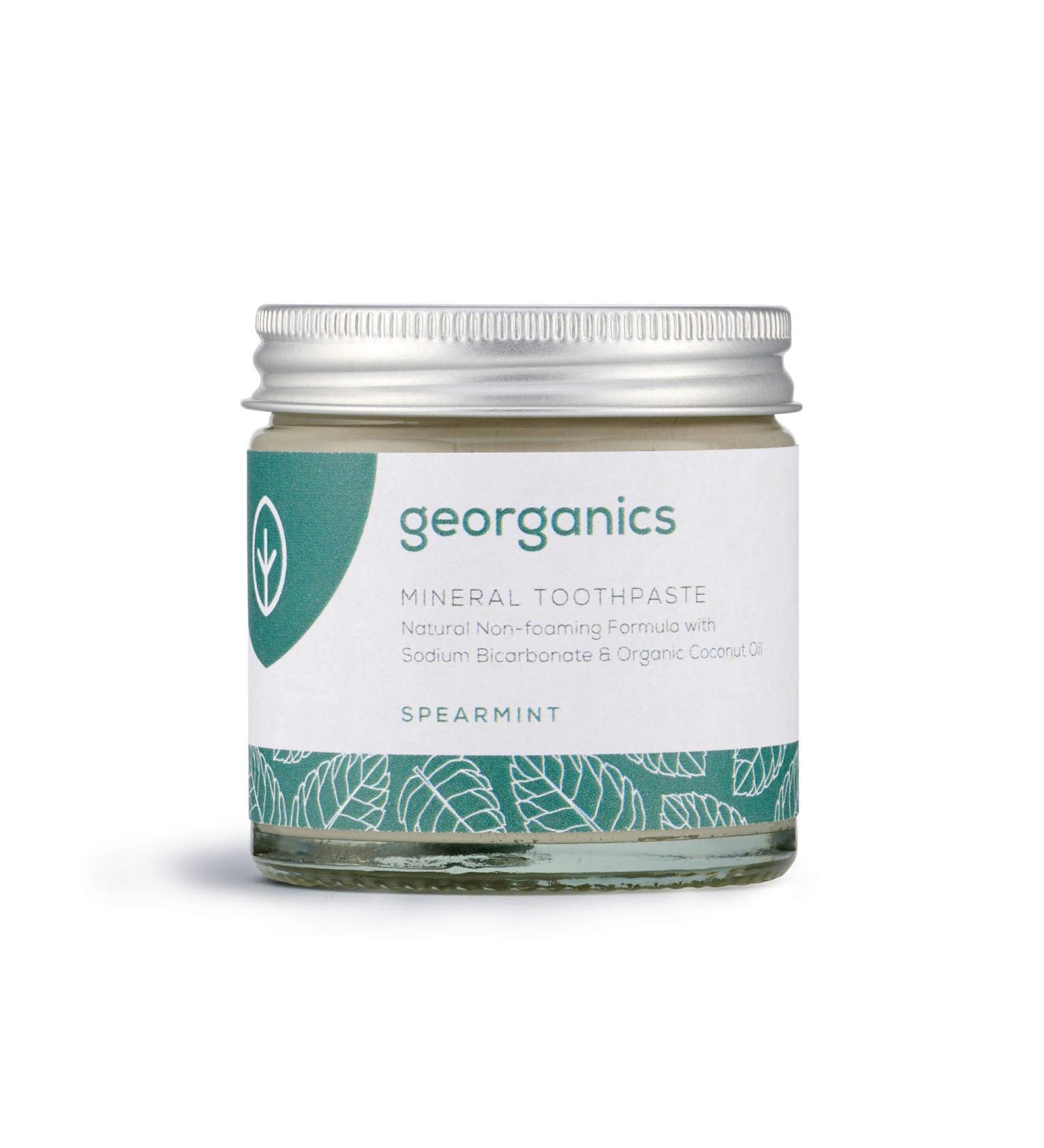 Georganics - Organic Toothpaste Rich in Vitamins and Minerals - Non-Foaming Formula with Organic Virgin Coconut Oil - Vegan and Cruelty Free - Fluoride and SLS Free - Spearmint - 60ml - Buy Online on GoSupps.com