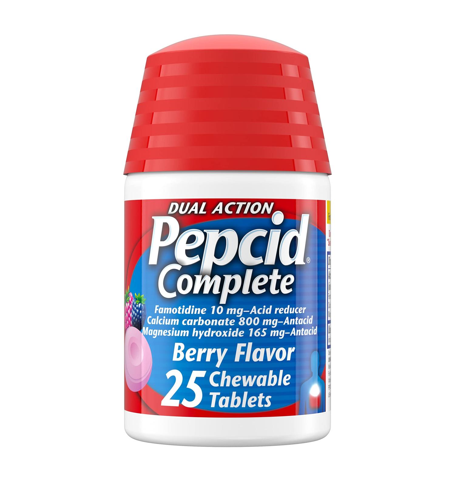 Pepcid Complete Chewables | Acid Reducer + Antacid Chews for Heartburn | Berry Flavor | 25 Ct - Buy Online on GoSupps.com