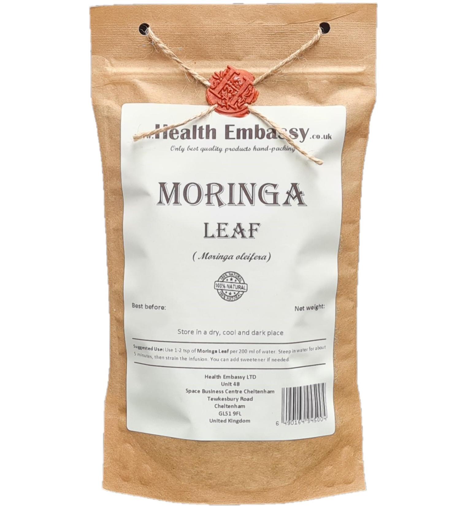 Health Embassy Feuille de Moringa Tisane | Moringa Oleifera | Moringa Leaf (100g) - Buy Online on GoSupps.com