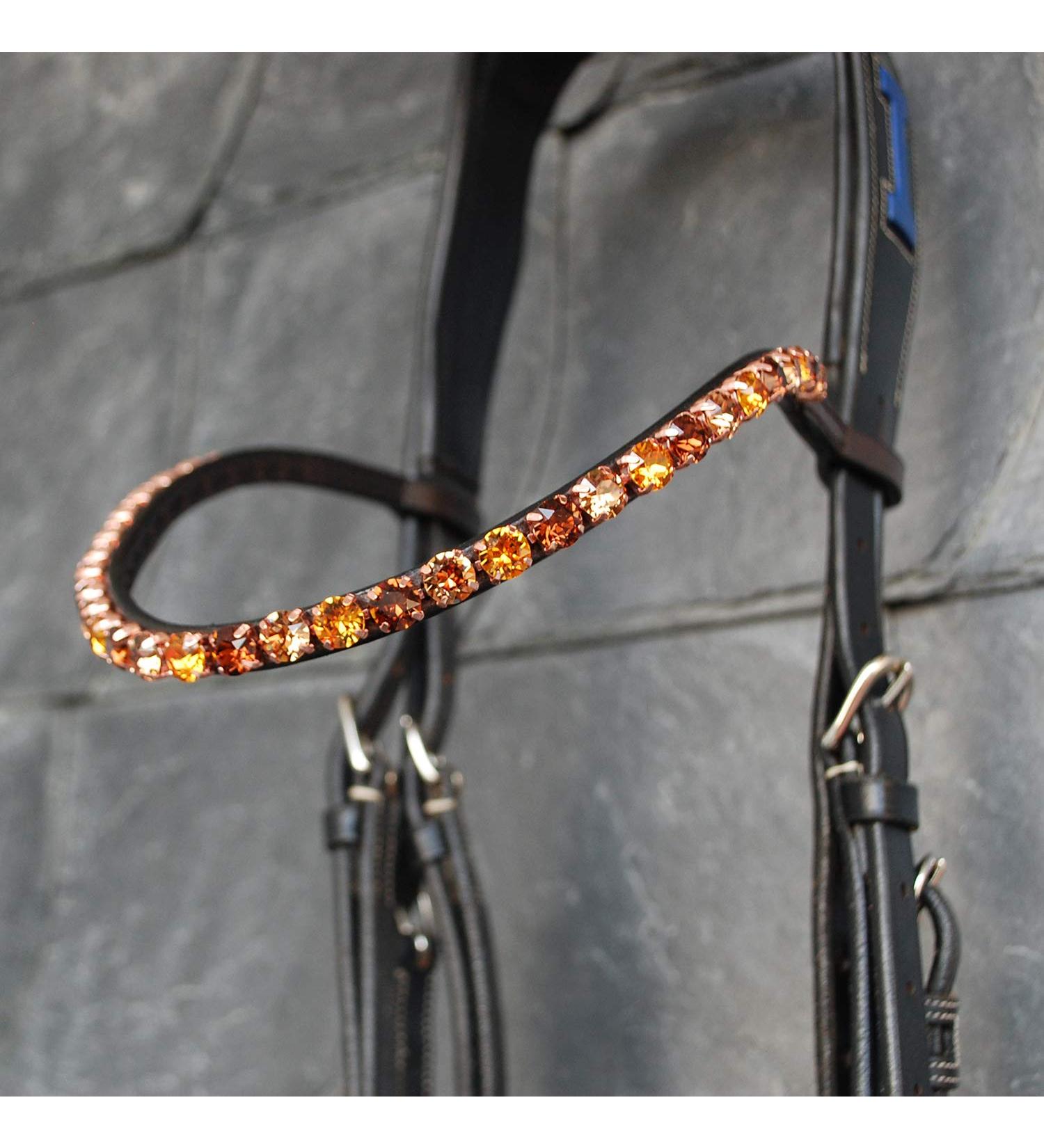 Designer Brown 'Wood' Herring Straps for Happiness Horses - Hand-Sewn with Glitter Stones for Ponies | Premium Black Leather - Buy Online on GoSupps.com