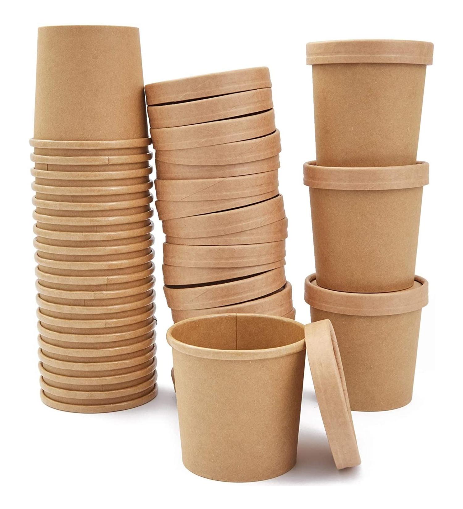 Juvale 50 Pack 12 oz To Go Soup Containers with Lids - Disposable Paper Bowls (Brown) - Buy Online on GoSupps.com