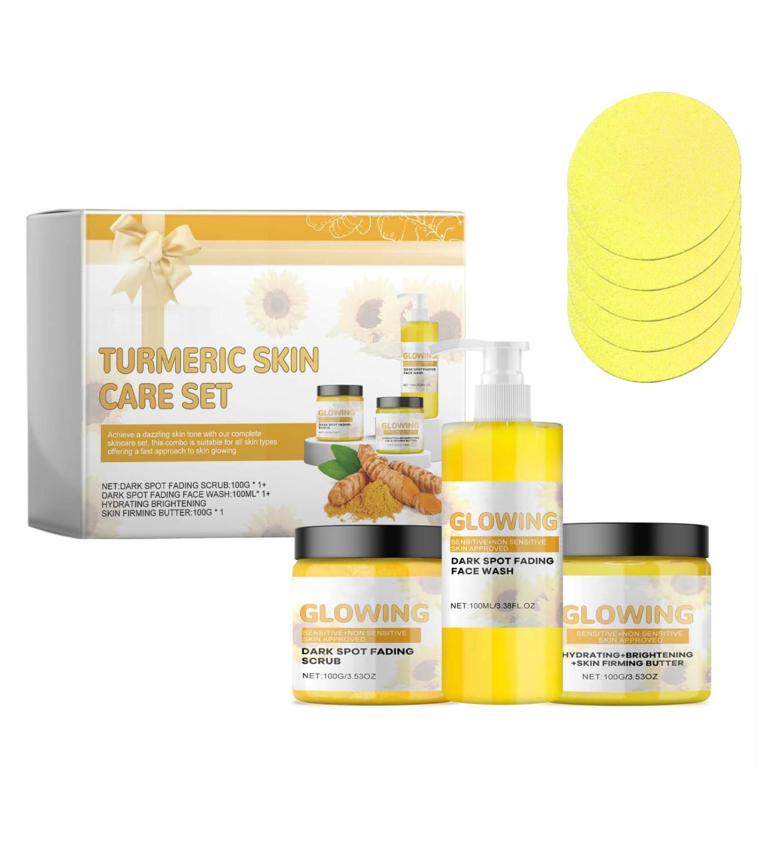 Funnaura Turmeric Glow Combo Skin Care Set with Scrub Butter and Face Wash Exfoliating Clears Blackheads - Buy Online on GoSupps.com