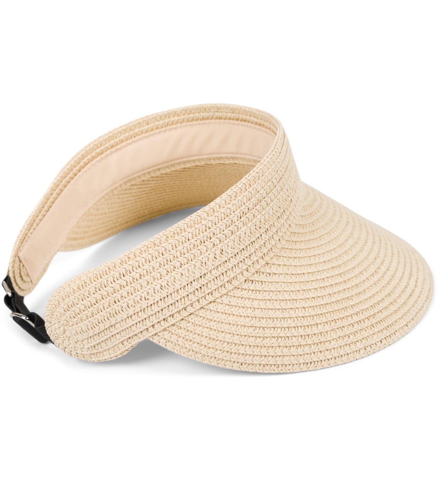 StyleBREAKER Women's Adjustable Paper Straw Visor Cap - Plain Beige Sun Visor Hat for Sun Protection - Buy Online on GoSupps.com