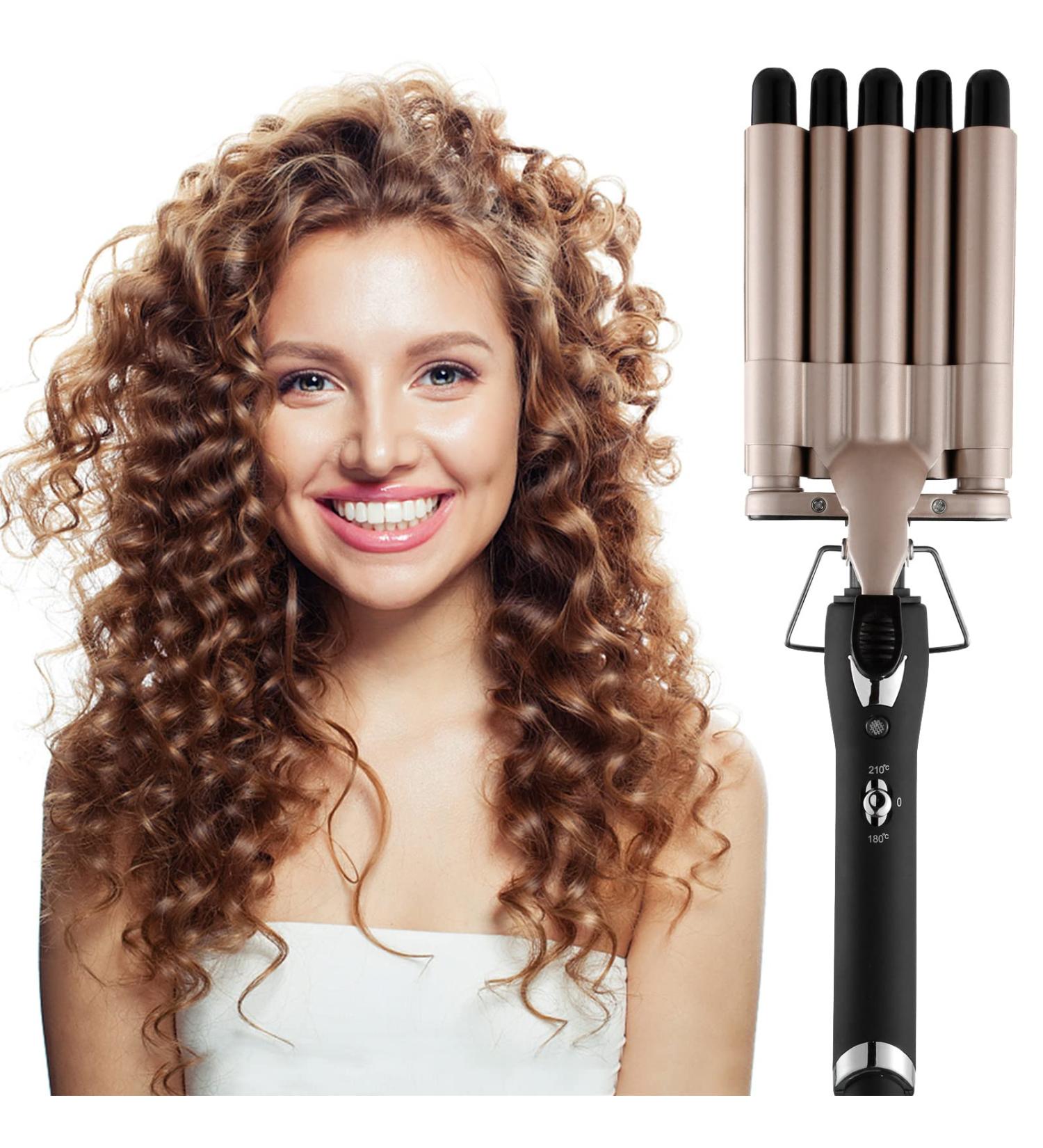 Hair Crimper Iron 5 Barrel Curling Iron Wand - 0.6 Inch Ceramic Waver & Curler with Dual Temperature Settings for Perfect Waves - Buy Online on GoSupps.com