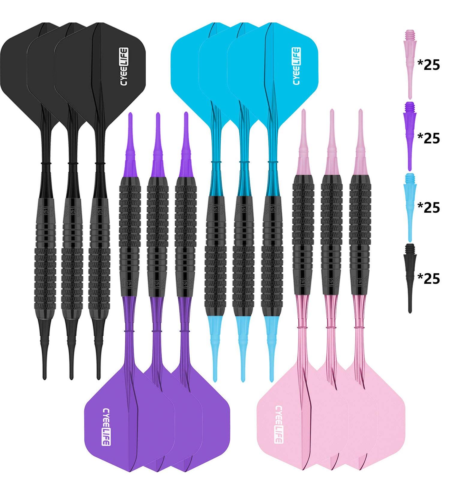 CyeeLife Soft Tip Darts Set 16g - Integrated Flights & 100 Plastic Points - Colorful & Durable - Easy to Use & Long-lasting - Buy Online on GoSupps.com