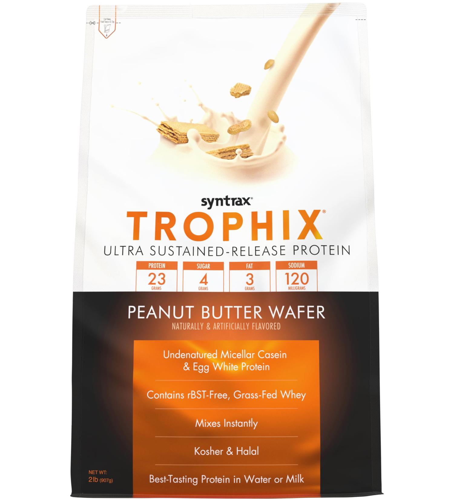 Syntrax Nutrition Trophix Protein Powder - Ultra Sustained-Release Blend with Real Peanut Butter Wafer Pieces - 2 lbs Optimal for Muscle Recovery & Growth - Buy Online on GoSupps.com