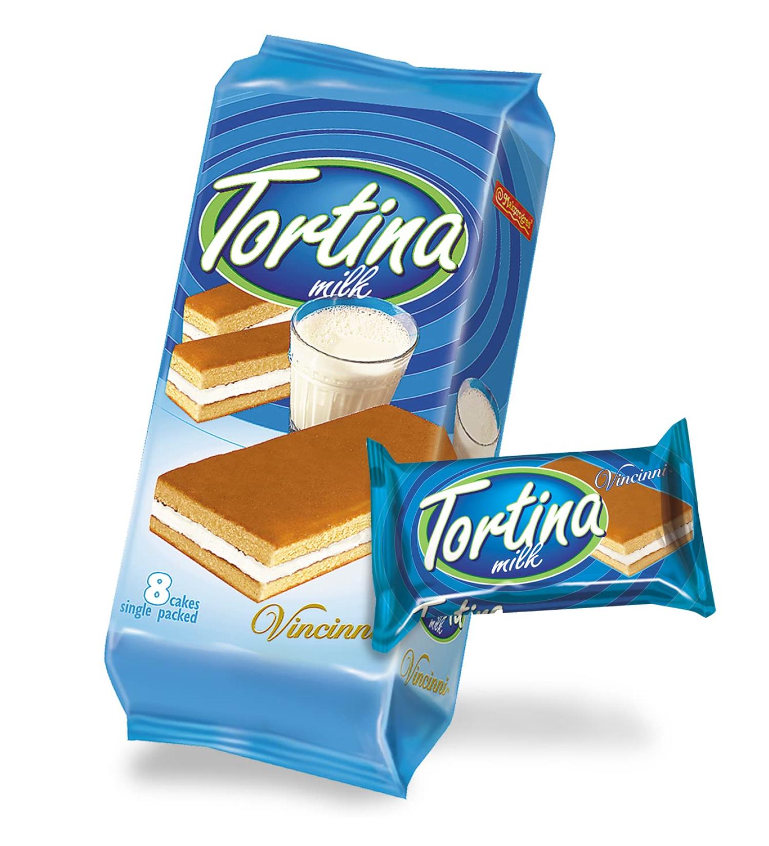 12x8 Tortina Cake Slices Milk 200g - 8 cakes individually wrapped
