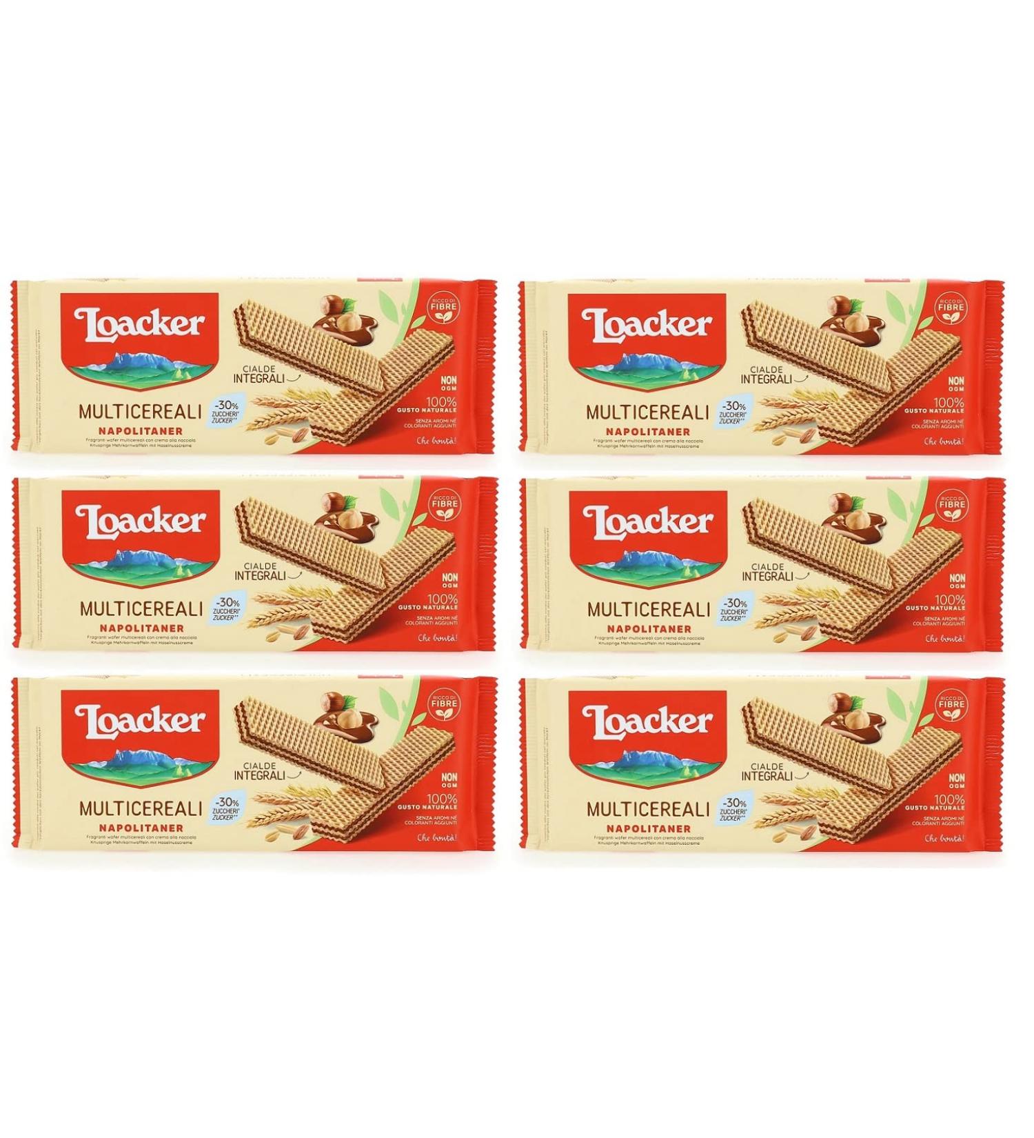 Pack of 6 multicereali Napolitan multi-grain waffles with hazelnut cream with whole wheat flour 175 g