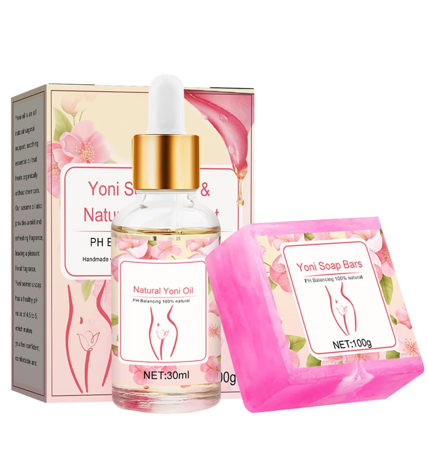 Yoni Wash for Women - Odor Eliminating 100g Soap & 30ml Natural Yoni Oil - Moisturizing Feminine Care - Buy Online on GoSupps.com