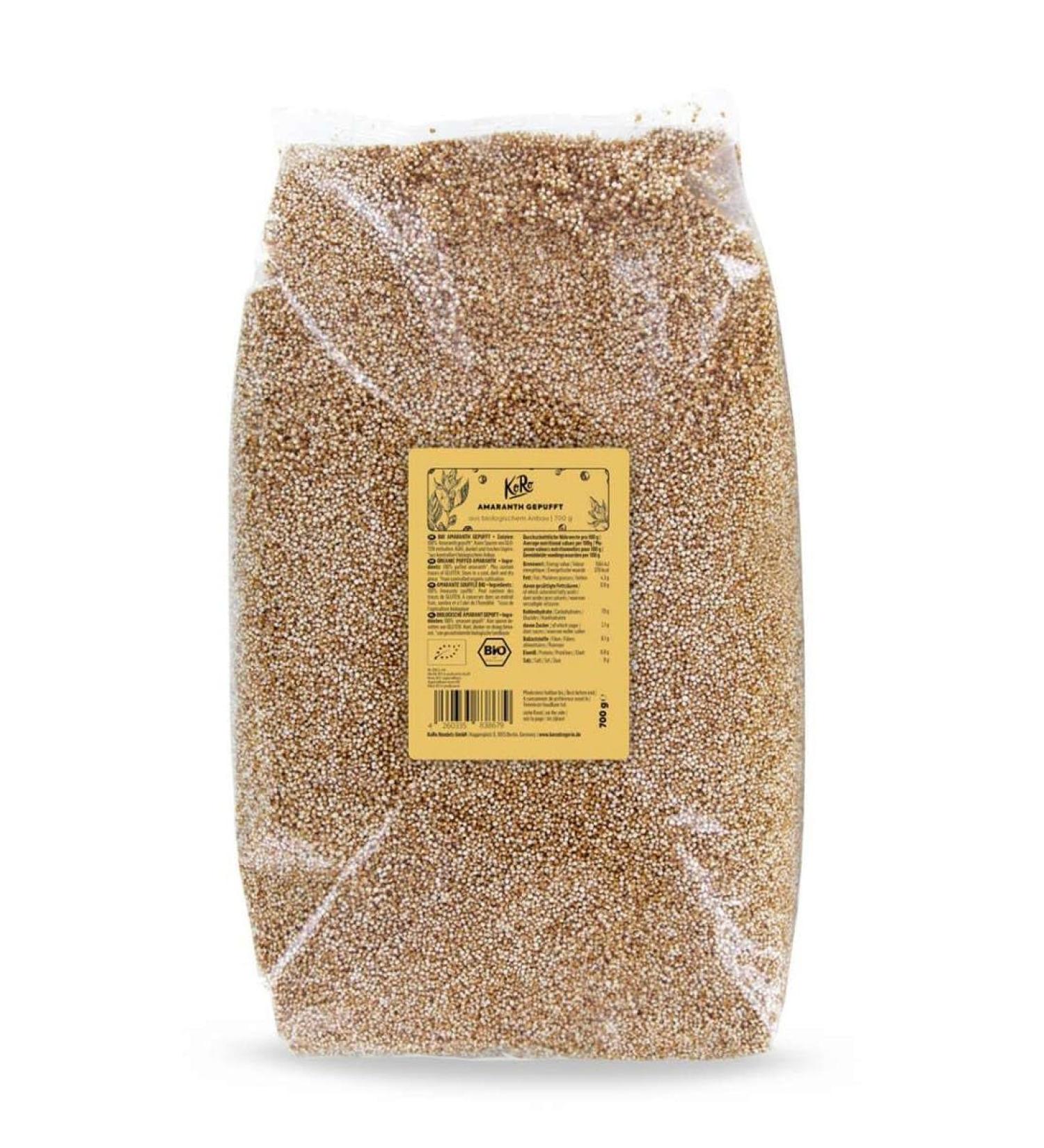 KoRo - Organic Puffed Amaranth 700g - Unsweetened perfect as a crunchy topping for muesli and porridge. - Buy Online on GoSupps.com