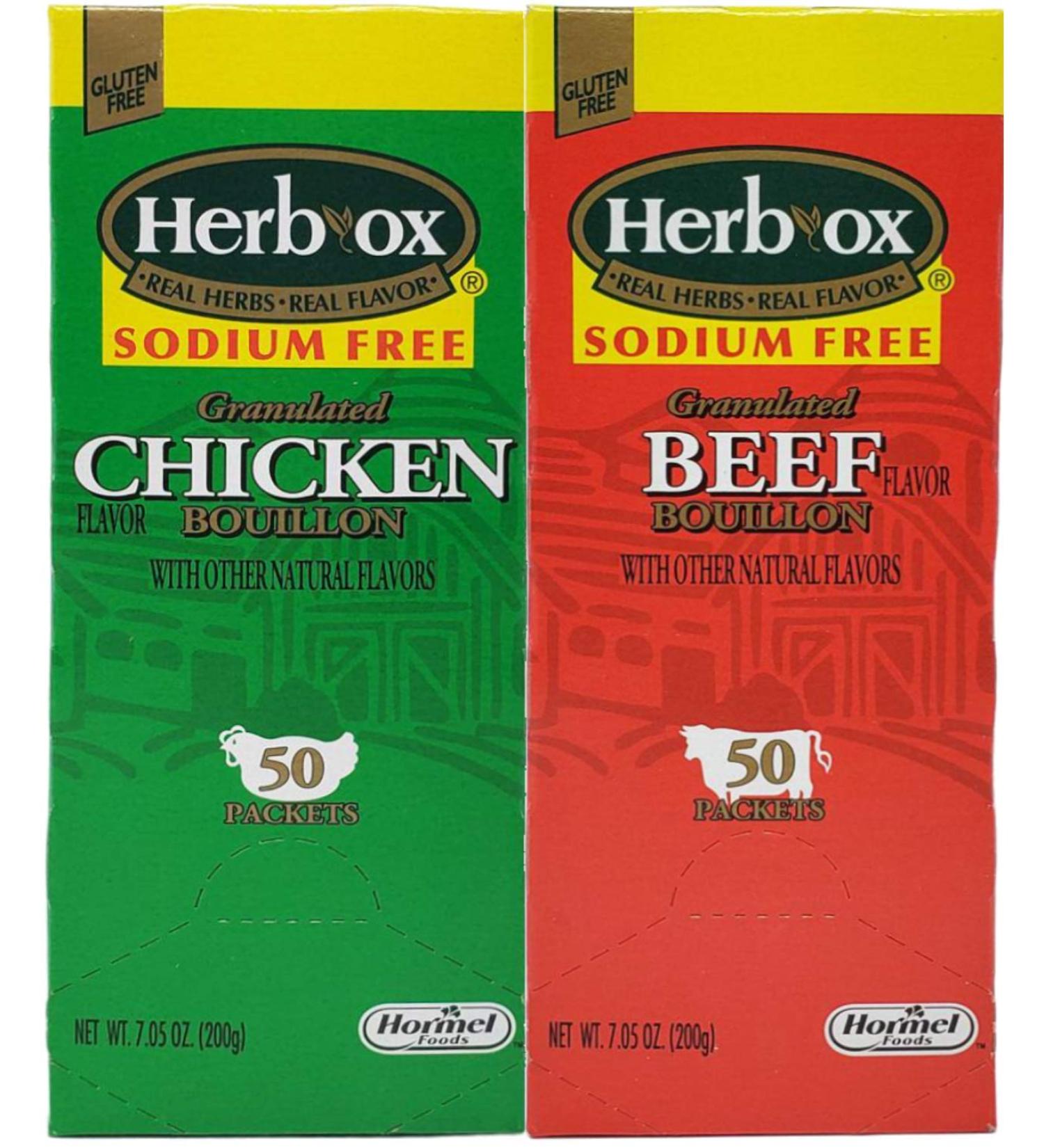 Herb-Ox Sodium Free Bouillon Bundle Beef and Chicken  100 Total Packets 50 Count (Pack of 2) - Buy Online on GoSupps.com