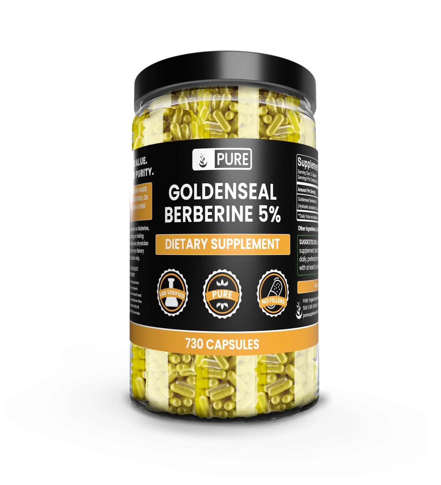 Buy PURE ORIGINAL INGREDIENTS Goldenseal Berberine - 730 Capsules No Fillers Lab Verified Pure Supplements - International Shipping Available - Buy Online on GoSupps.com