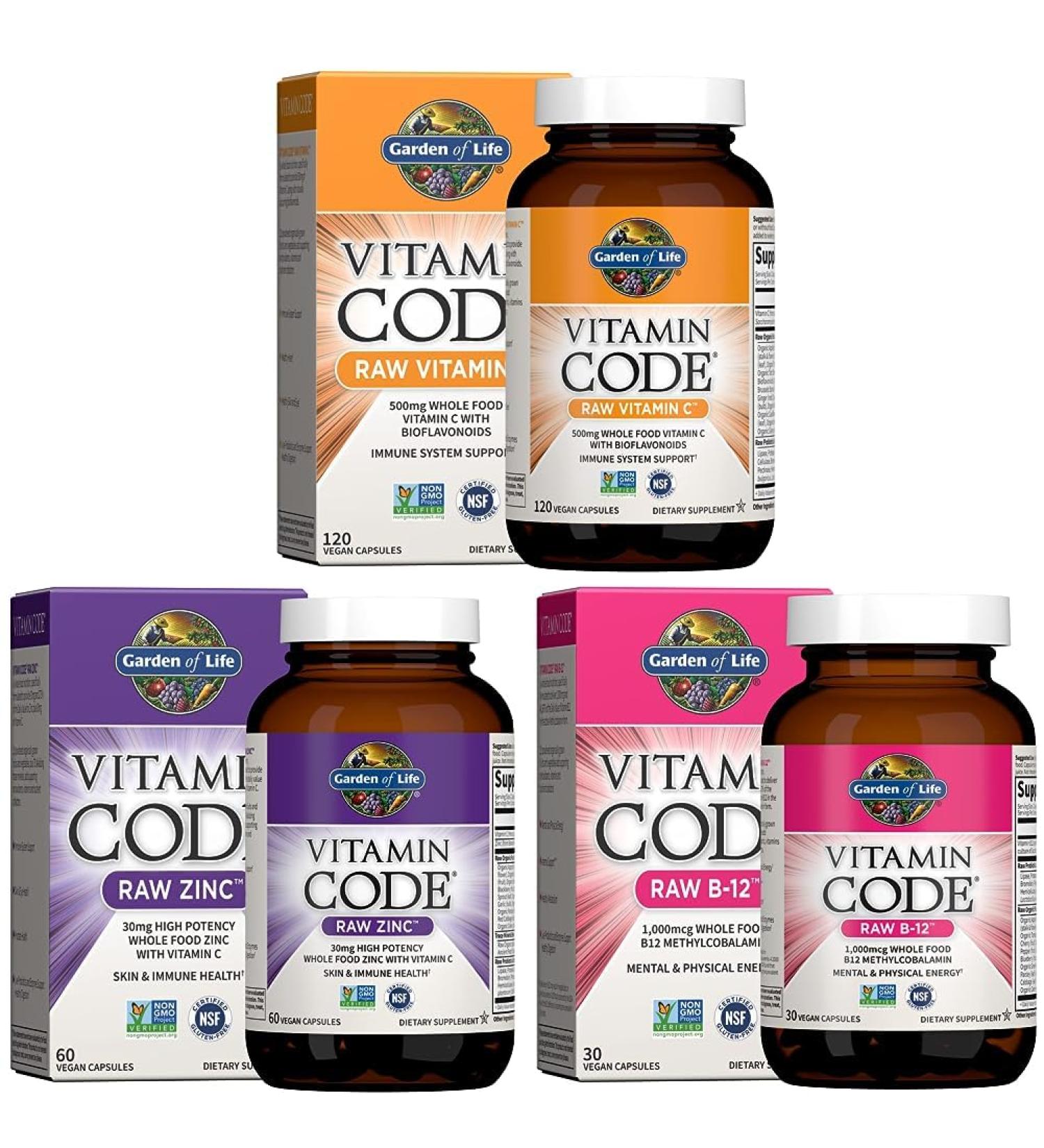 Garden of Life High Potency Vitamin C & Zinc Supplement | 60 Vegan Capsules | Raw Multimineral Formula with Vitamin B12 for Immune Support - Buy Online on GoSupps.com