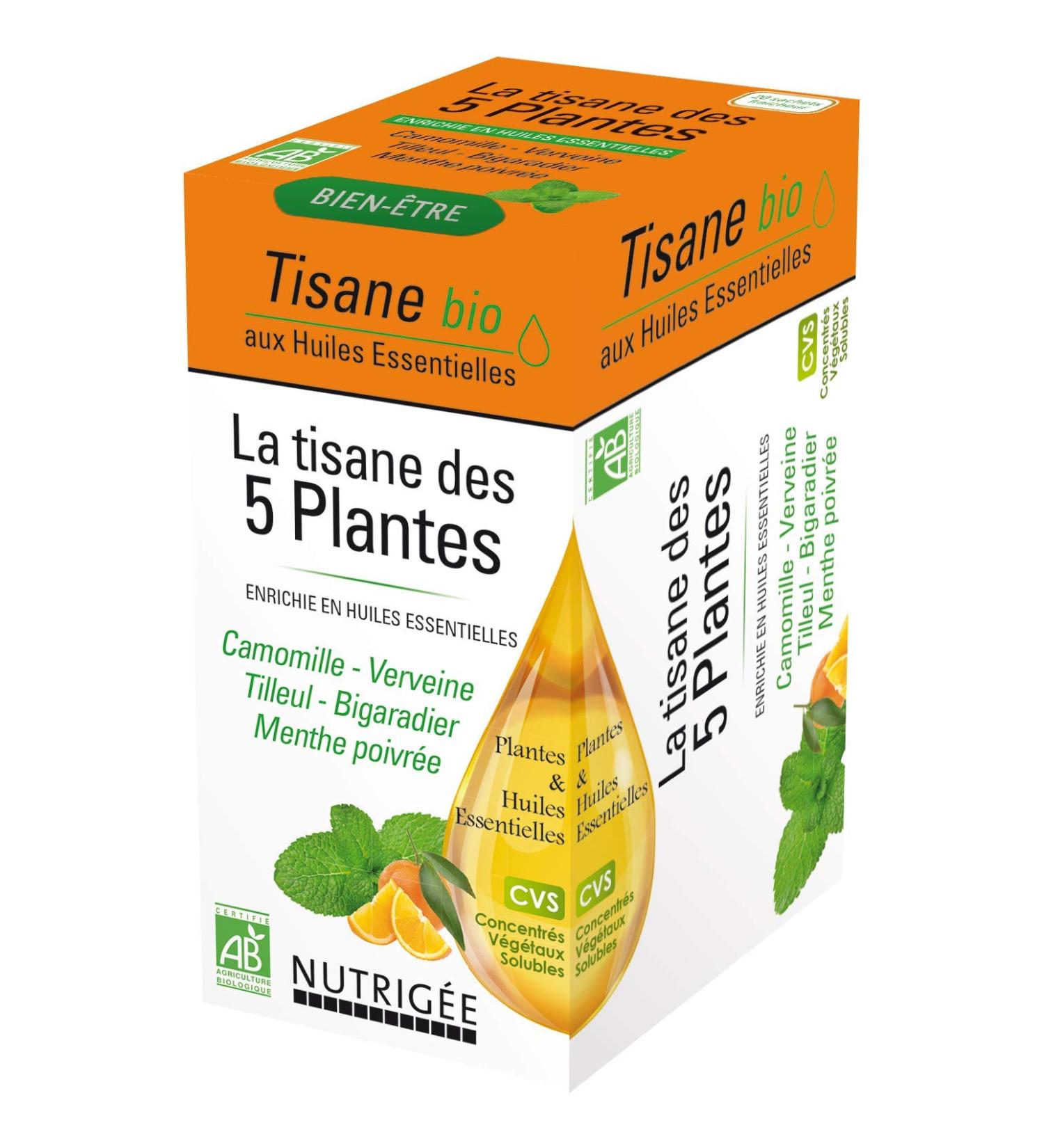  Nutrigee 5-Plant Herbal Tea Wellness 5 organic plants Soluble plant concentrates From Organic Farming Made in France 20 sachets Nutrig e - Buy Online on GoSupps.com