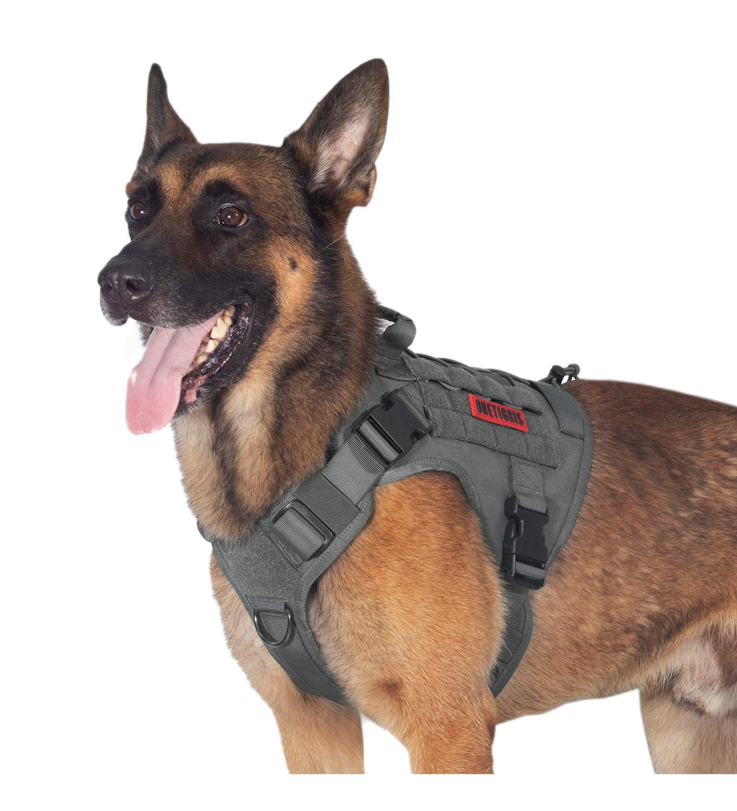 OneTigris Tactical Dog Vest | MOLLE Service Dog Harness | 1000D Nylon | Large | Grey - Ideal for Training & Outdoor Adventures - Buy Online on GoSupps.com