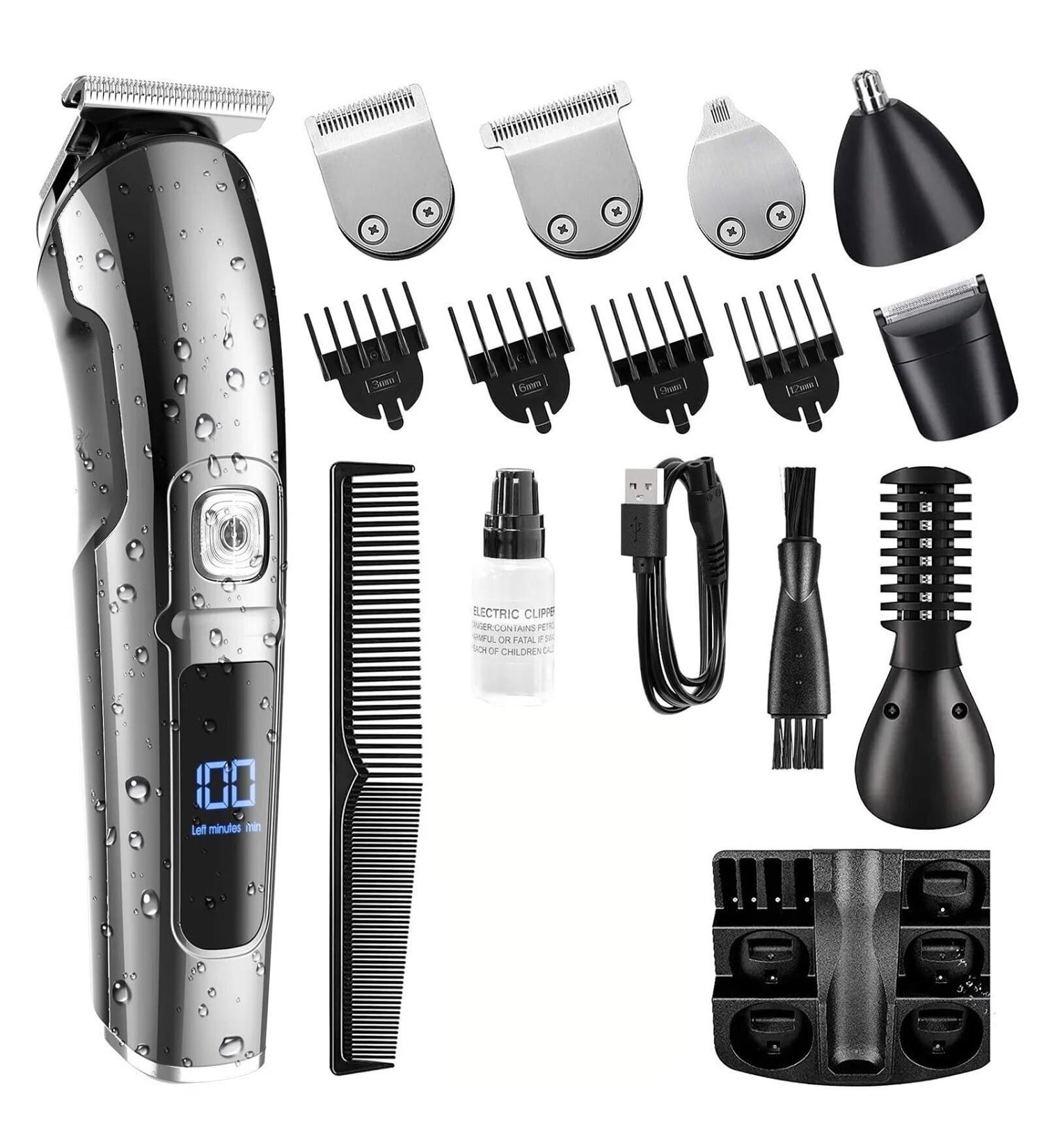 Hair Clippers for Men - 14 in 1 Waterproof Electric Beard Trimmer & Grooming Kit - USB Rechargeable Cordless - Buy Online on GoSupps.com