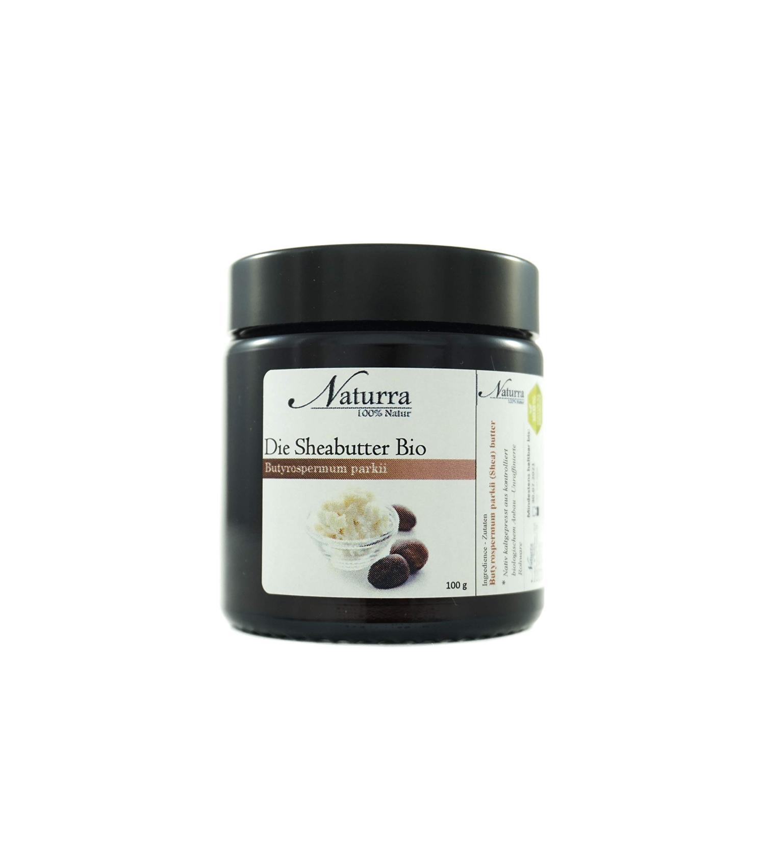 Naturra Organic Unrefined Shea Butter 100g - Cold Pressed Raw Material in Glass Jar | Pure Moisturizing Skincare - Buy Online on GoSupps.com