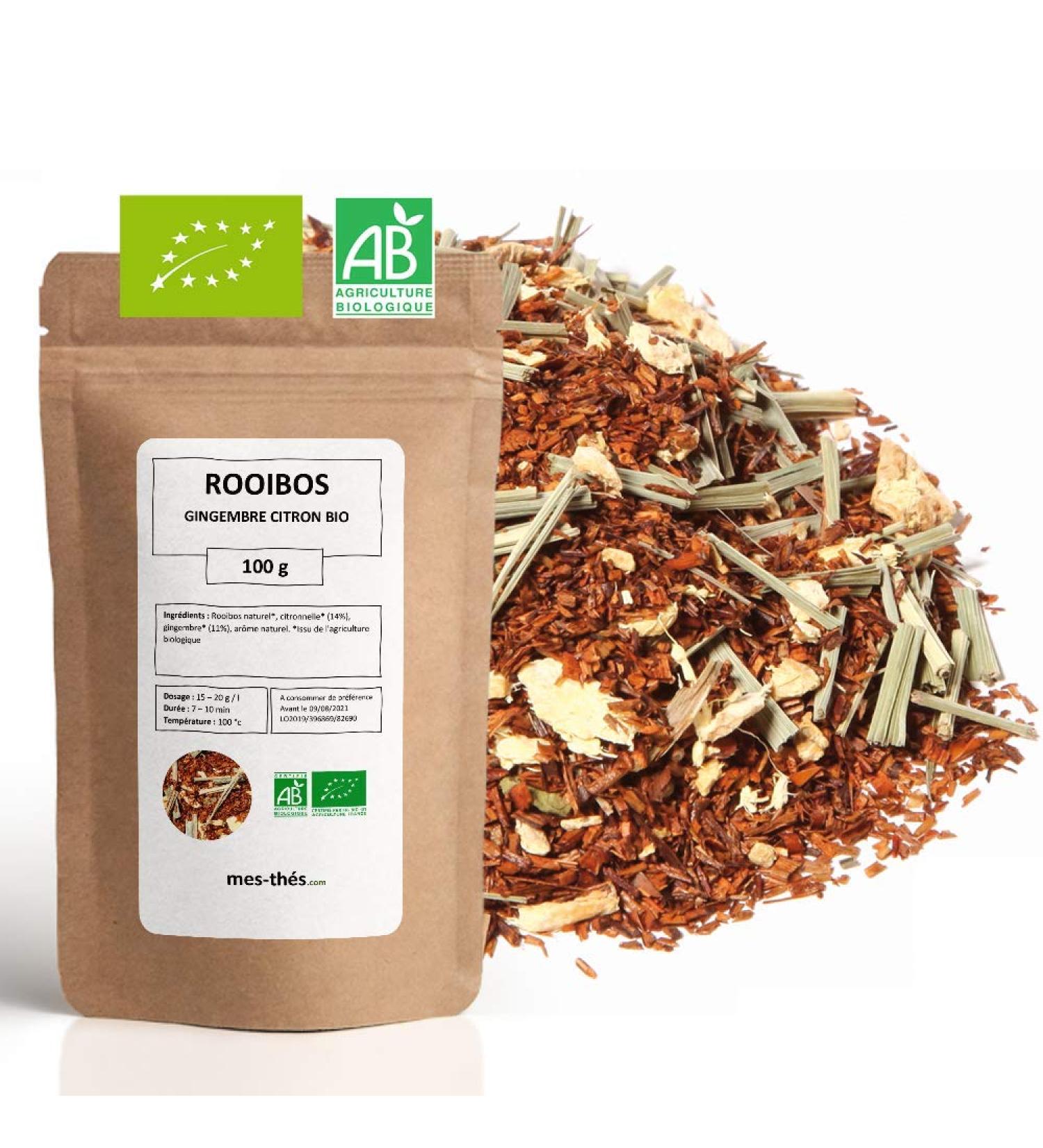 Organic Rooibos Lemon Ginger Rooibos Bulk 100g Bag with Zip 40 Cups 100% Organic Farming Quality Rooibos Satisfaction - Buy Online on GoSupps.com