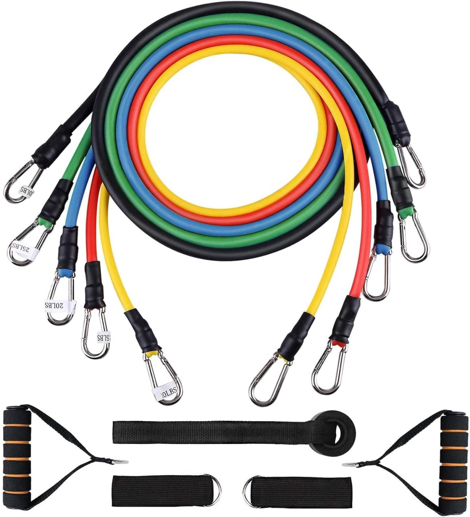 5pcs Resistance Bands Set with Handles - 100 LBS Strength Training for Men & Women | Home Gym Fitness Equipment - Buy Online on GoSupps.com
