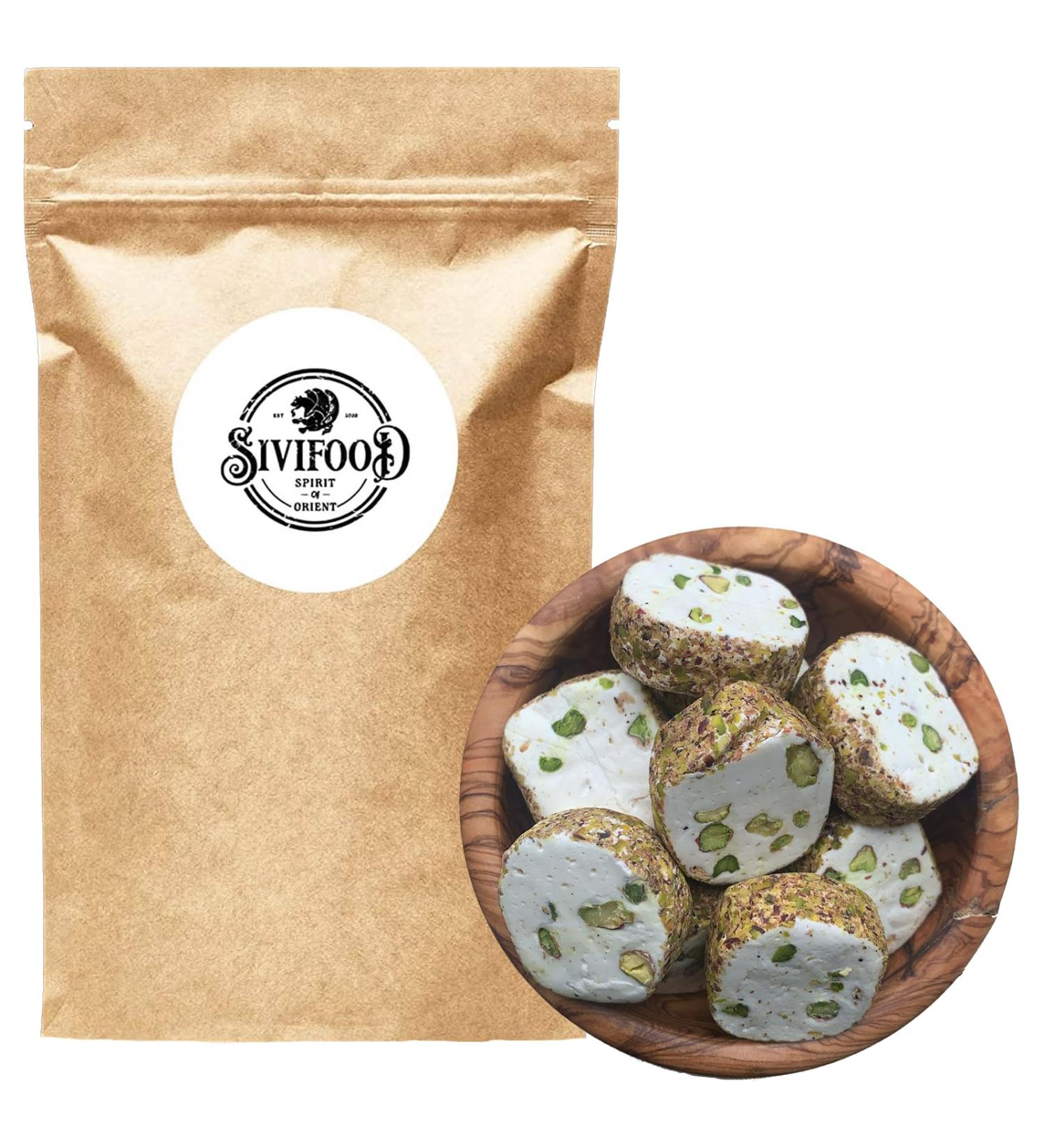Sivifood Premium White Nougat with Pistachios & Vanilla - 500g | High-Quality Soft Belgian Nougat Individually Packaged - Buy Online on GoSupps.com