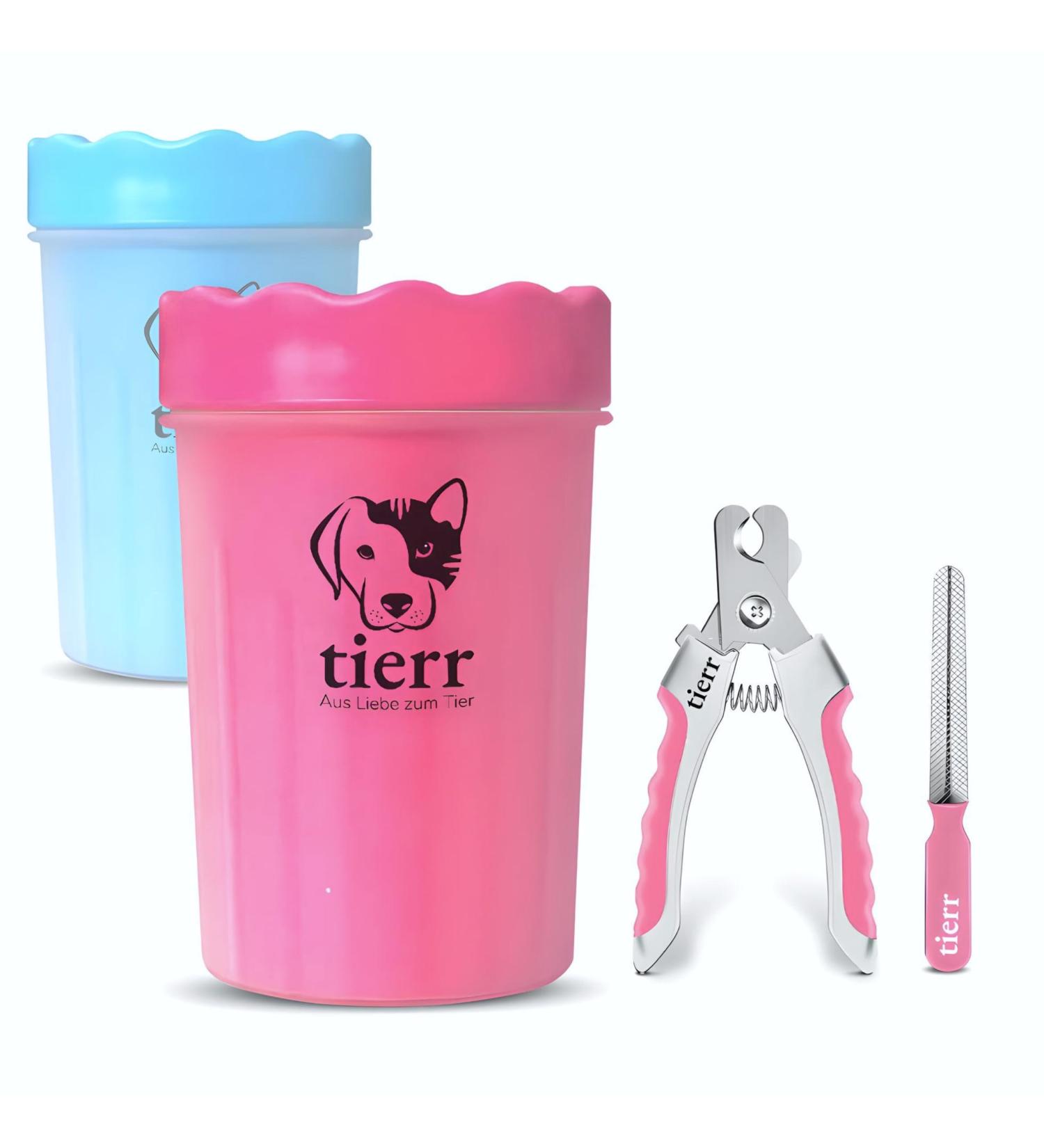 Tierr Pfotenreiniger for Dogs - Clean Paws Easily | Soft Brush & Dishwasher Safe | Size M + Claw Scissors - Pink - Buy Online on GoSupps.com