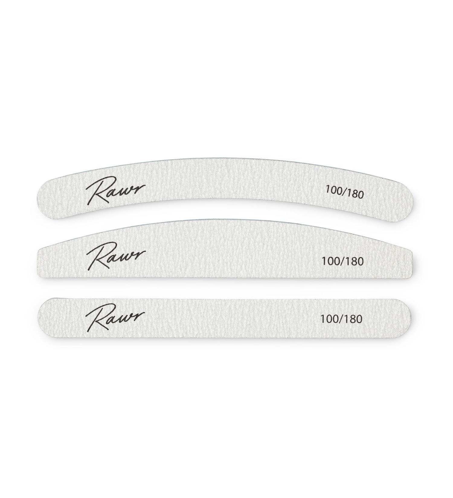 RAWR Professional Nail File (180/240 Grit) Disposable Double-Sided Mini Emery Boards Durable Nail Care Tools for Home or Salon Manicure and Pedicure Compact and Portable Nail Grooming Kit - Grey