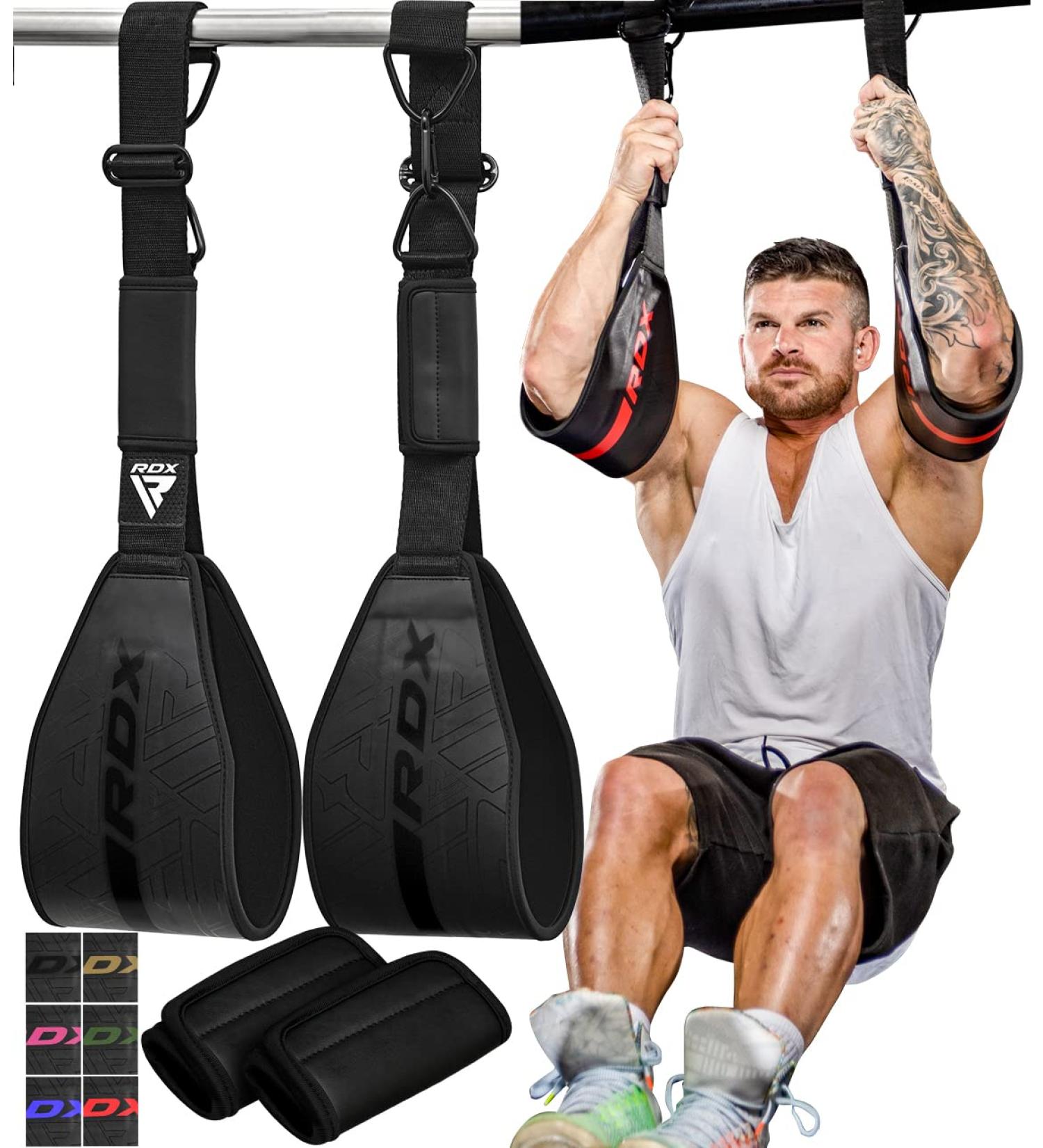 RDX Abdominal Muscle Loop - Maya Hide Leather Padded D-Ring for Fitness Training Pull-Ups & Arm Exercises - Unisex Black - Buy Online on GoSupps.com