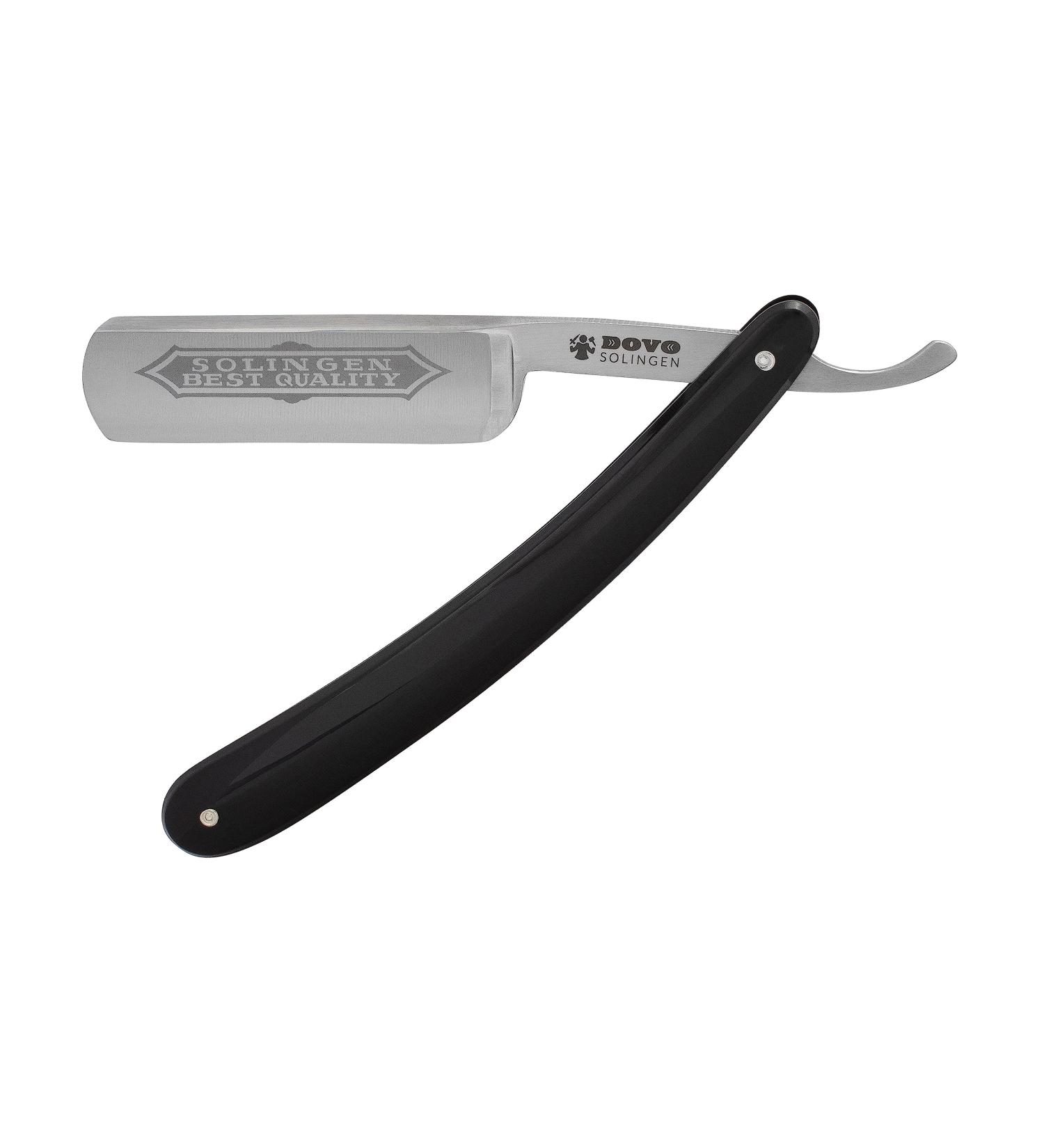 DOVO Razor Bes. Quality - Black Acrylic 6/8 Round Head Carbon Steel Full Hollow Grind | Premium Shaving Tool - Buy Online on GoSupps.com