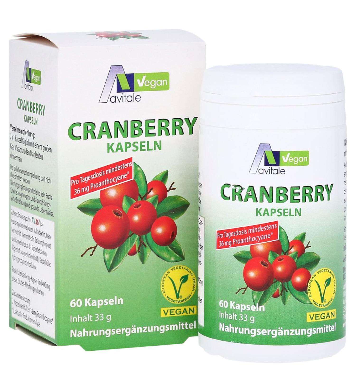 Avitale Cranberry Vegan Capsules 400 mg 1 pack (1 x 60 pieces)