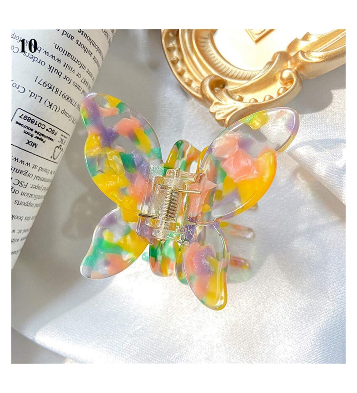 Yinyime Butterfly Hair Clips - Marble Leopard Print Acrylic Barrettes & Hairpins for Women | Perfect Hair Accessories Gift - Buy Online on GoSupps.com