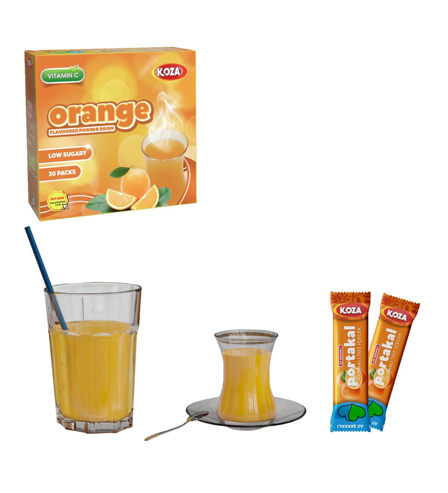 KOZA KOZA Pack of 30 Instant Powders for Hot or Cold Drinks - Turkish Tea - Iced Tea - Fruit Tea - Cayenne - Tea Powder - Orange