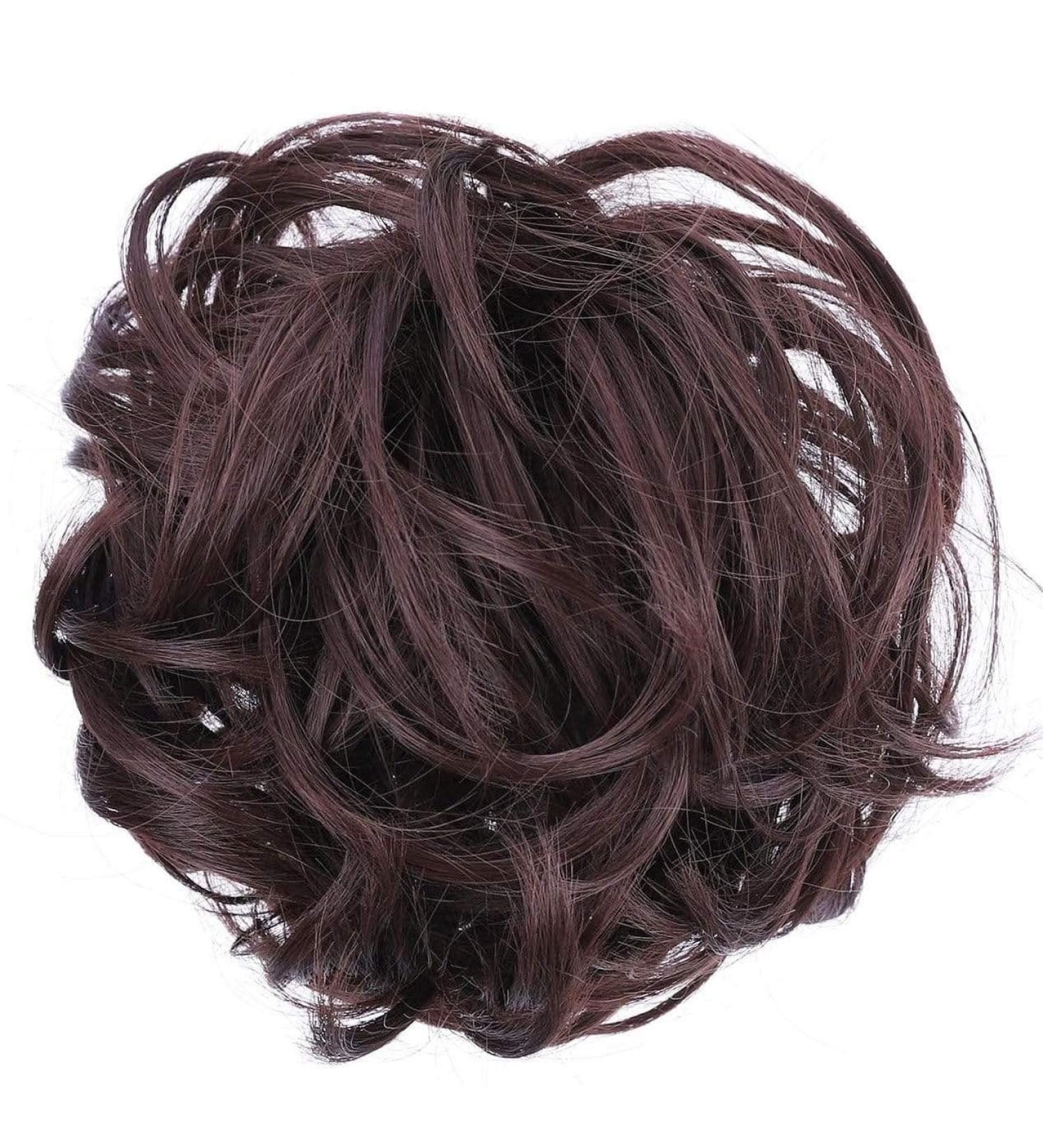 JuvaBun Dark Brown Messy Bun Hair Scrunchie - Synthetic Hair Piece for Men & Women, Perfect for Updos, Events & Everyday Wear - Washable & Realistic - Buy Online on GoSupps.com