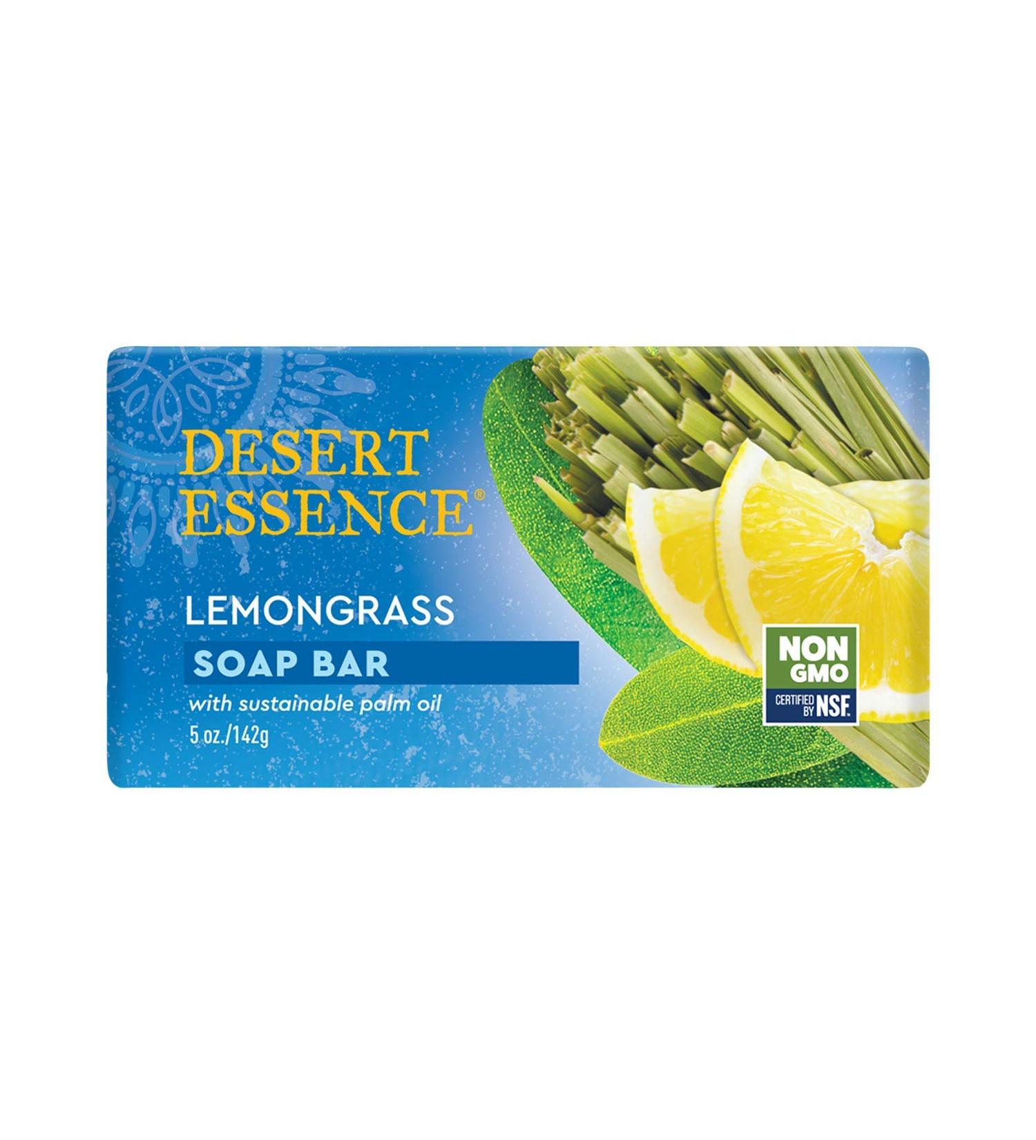 Desert Essence Lemongrass Soap Bar - 5 oz | Tea Tree Oil, Aloe Vera & Jojoba - Acne Relief & Invigorating Moisturizer - Buy Online on GoSupps.com