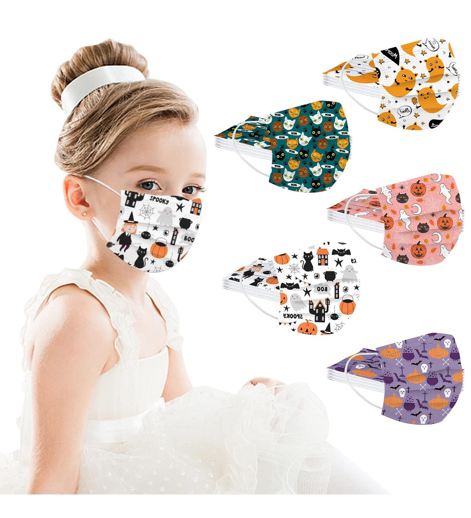 50PC Halloween Disposable Face_Masks for Adults Kids 3-Ply Colorful Breathable Face_Mask with Nose Wire Protective Facemask (50PC disposable for Kids C) - Buy Online on GoSupps.com