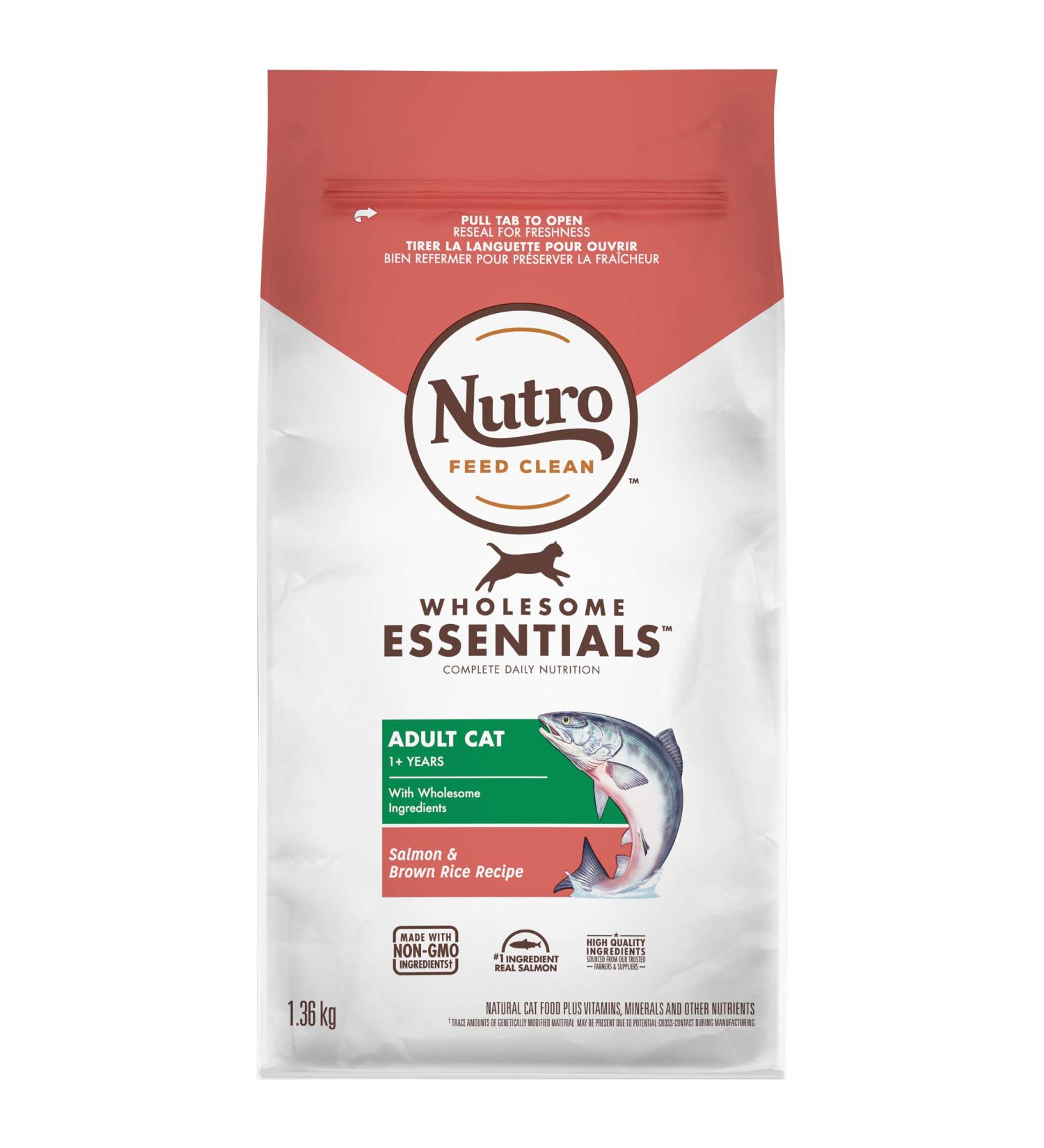 NUTRO Wholesome Essentials Adult Dry Cat Food Salmon & Brown Rice Recipe 1.36kg Bag Salmon and Brown Rice Recipe 1.36 kg (Pack of 1) - Buy Online on GoSupps.com