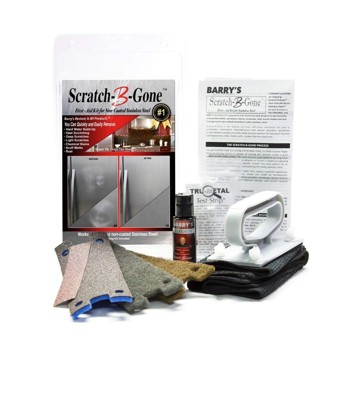 Barry's Scratch-B-Gone Homeowner Kit - Remove Scratches, Rust, and Discoloration from Stainless Steel | 8 Piece Set - Buy Online on GoSupps.com